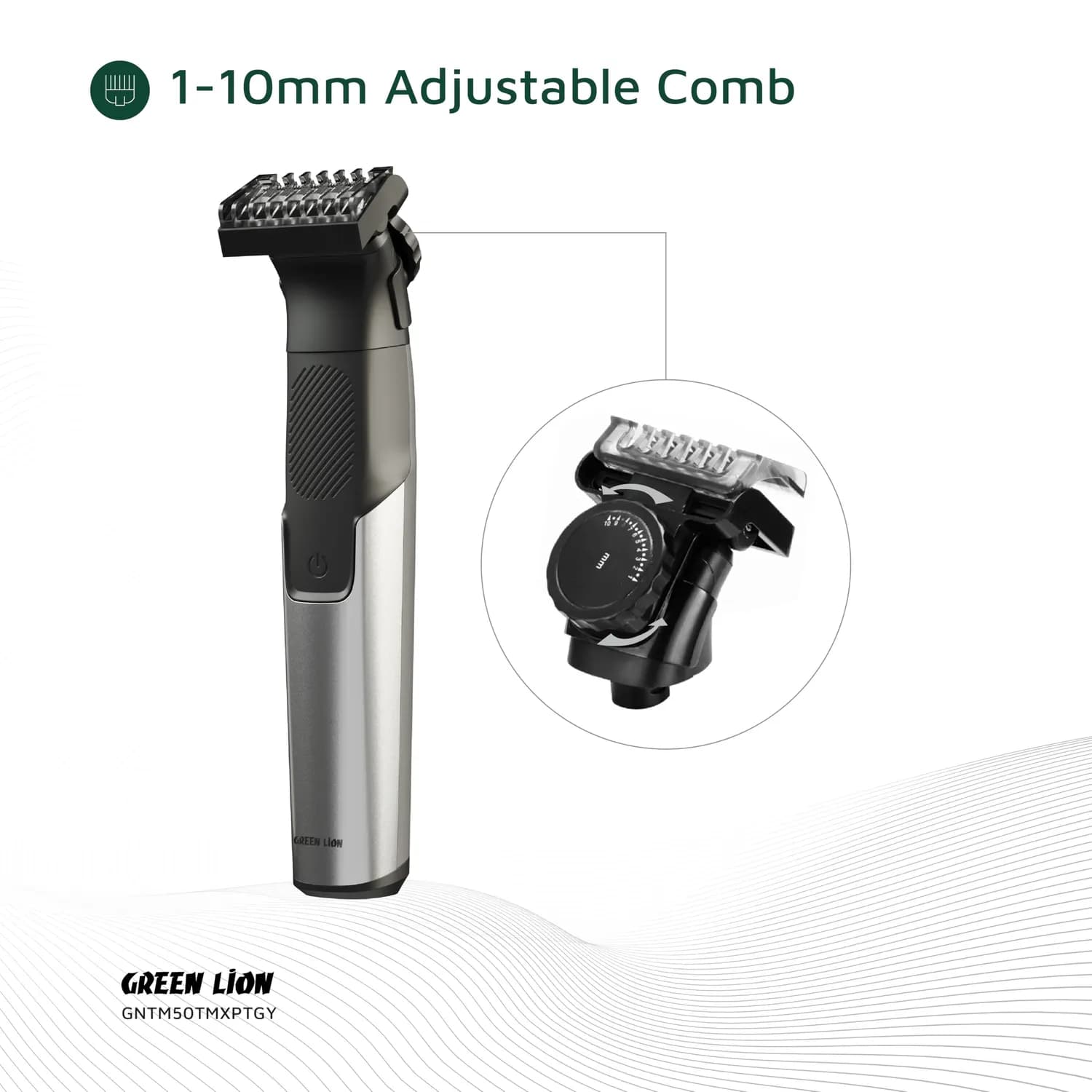 Green Lion Hair Trimmer - 3-in-1 Waterproof, Grey 3