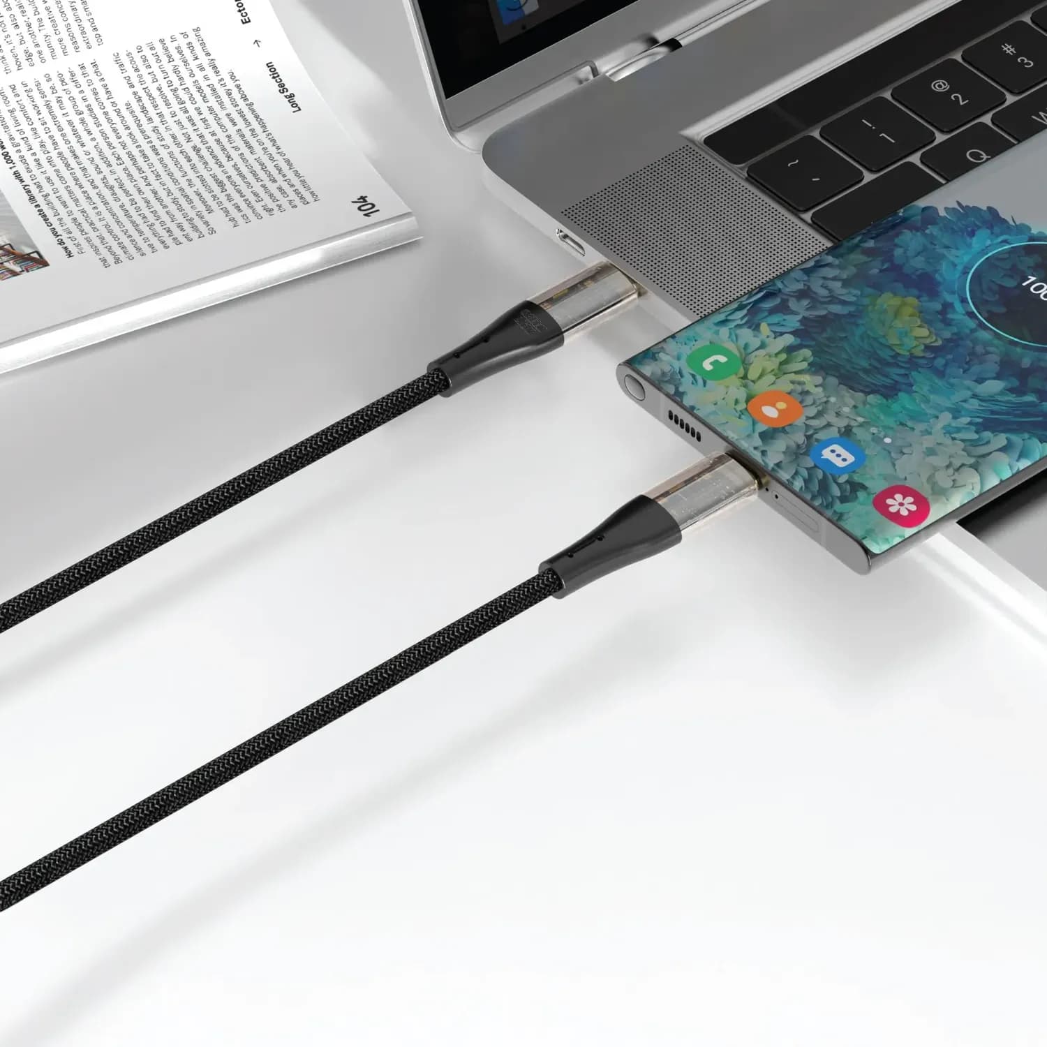 Green Lion USB-C to USB-C Cable - Braided, Black 2