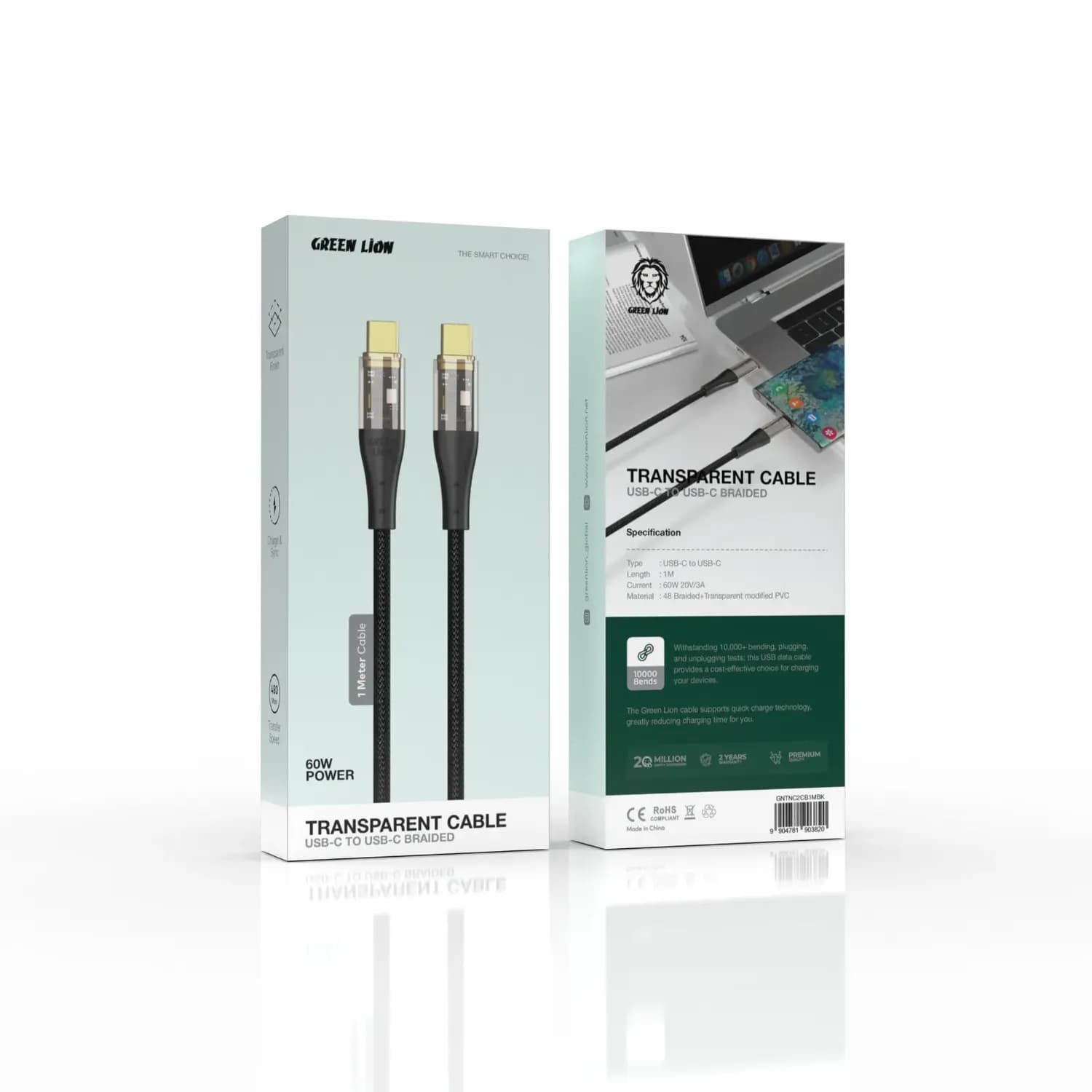 Green Lion USB-C to USB-C Cable - Braided, Black 3