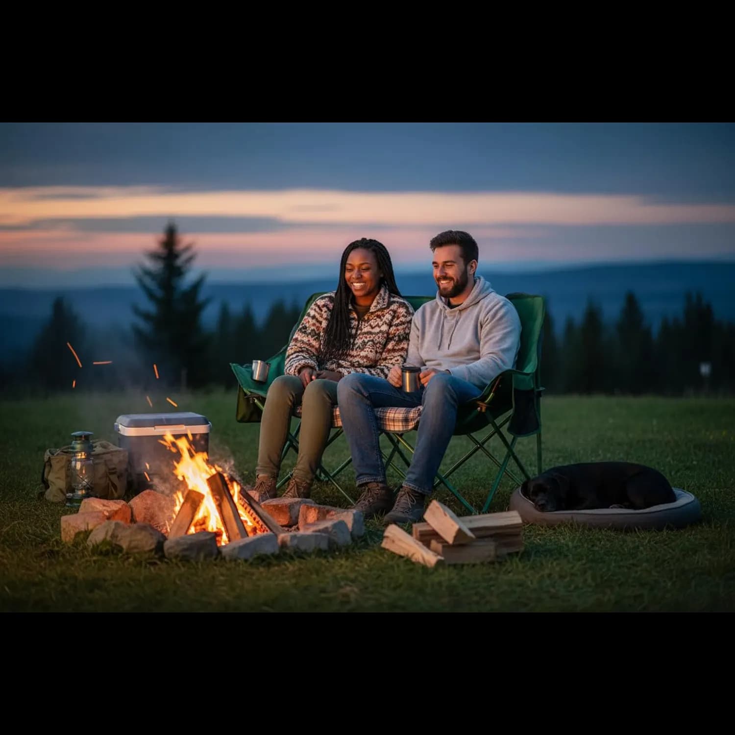 Green Lion Double Camping Chair - Foldable, 300kg Load, Green 4