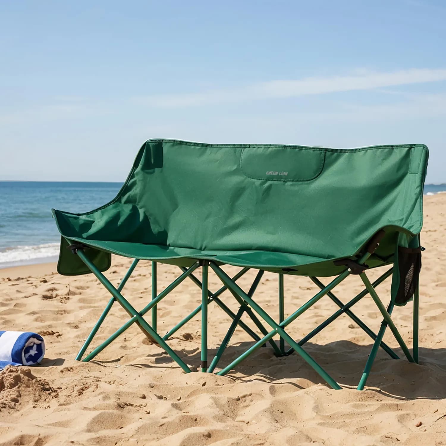 Green Lion Double Camping Chair - Foldable, 300kg Load, Green 5