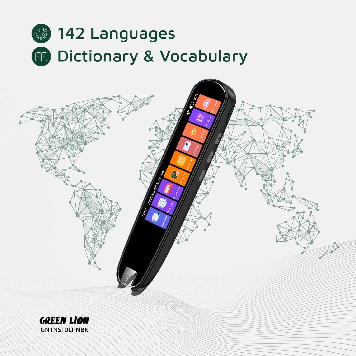 Green Lion Translation Pen - 2MP Scanner, Touchscreen, Black 5