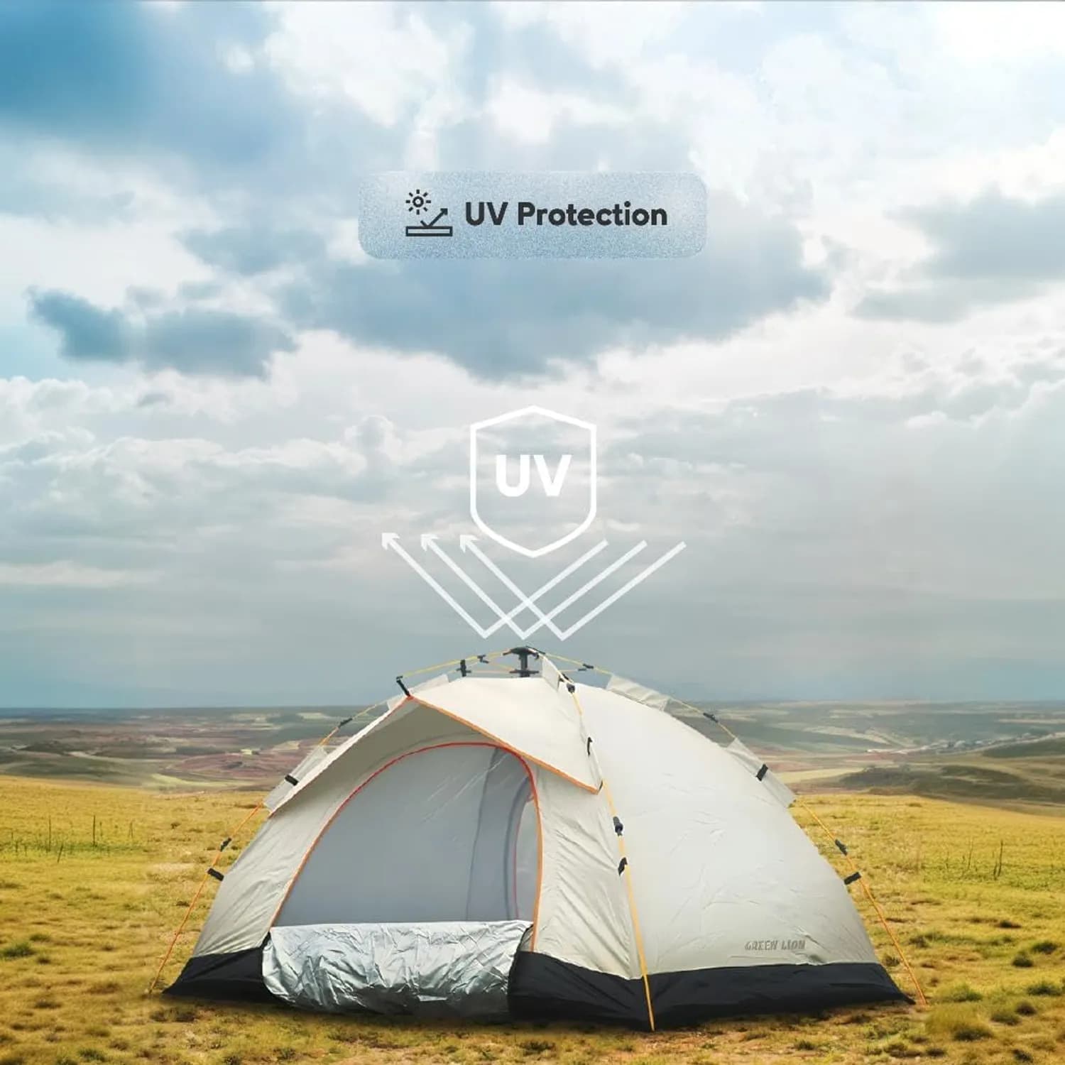 Green Lion Camping Tent GT-3 - Waterproof, 4-Person, Beige 5