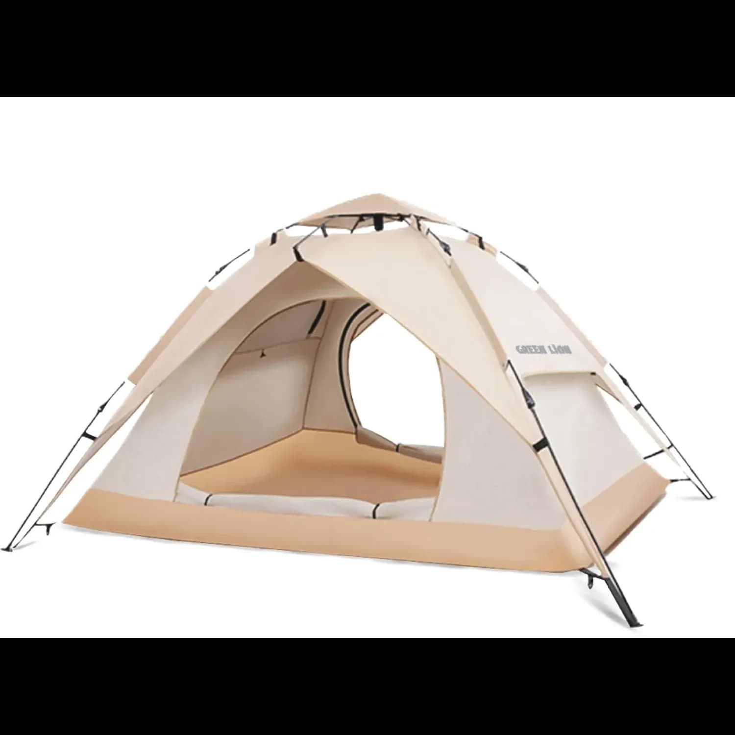 Green Lion Camping Tent - 4-Person, UV Protection, Beige 1