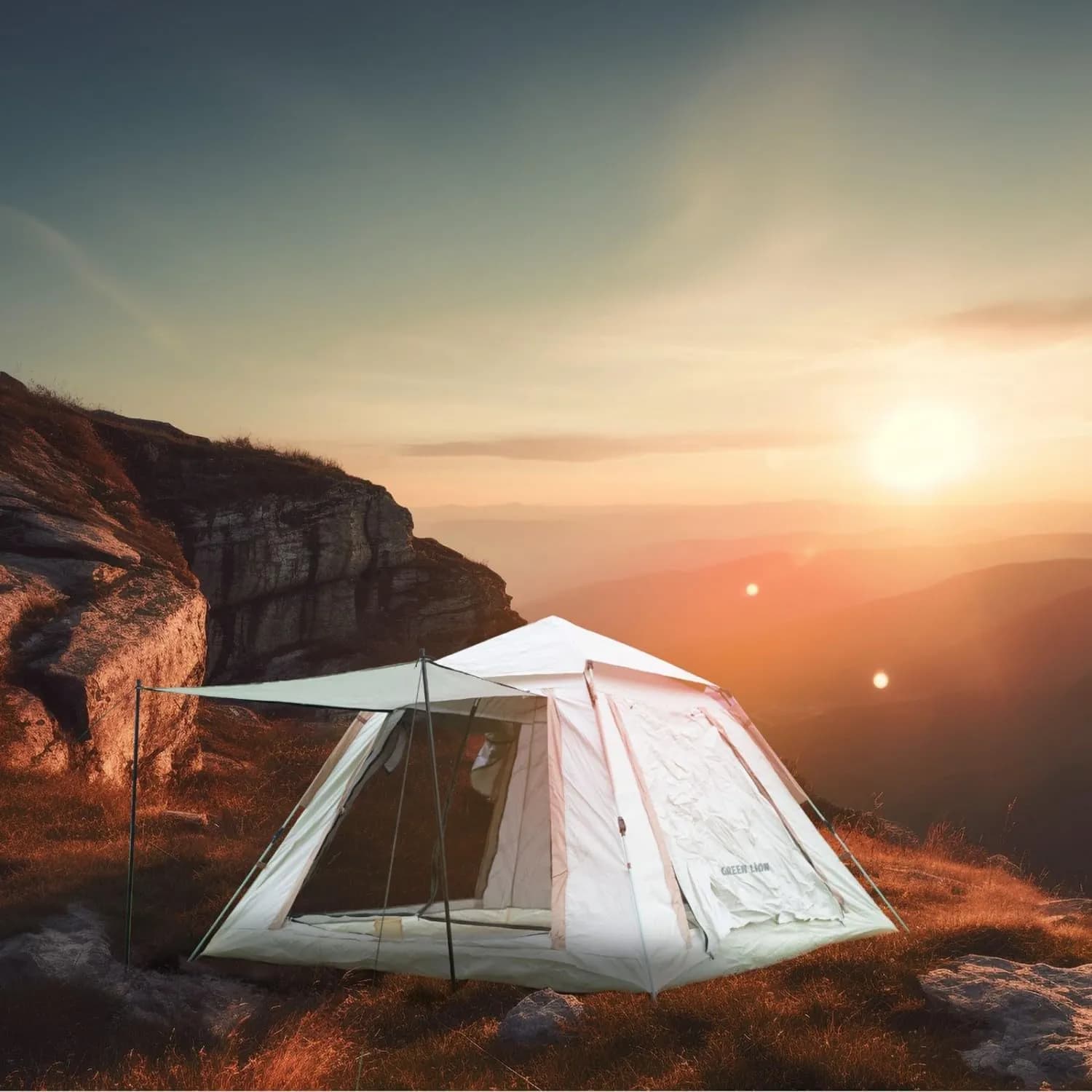 Green Lion Camping Tent GT-6   4 Person, Waterproof, Beige 3