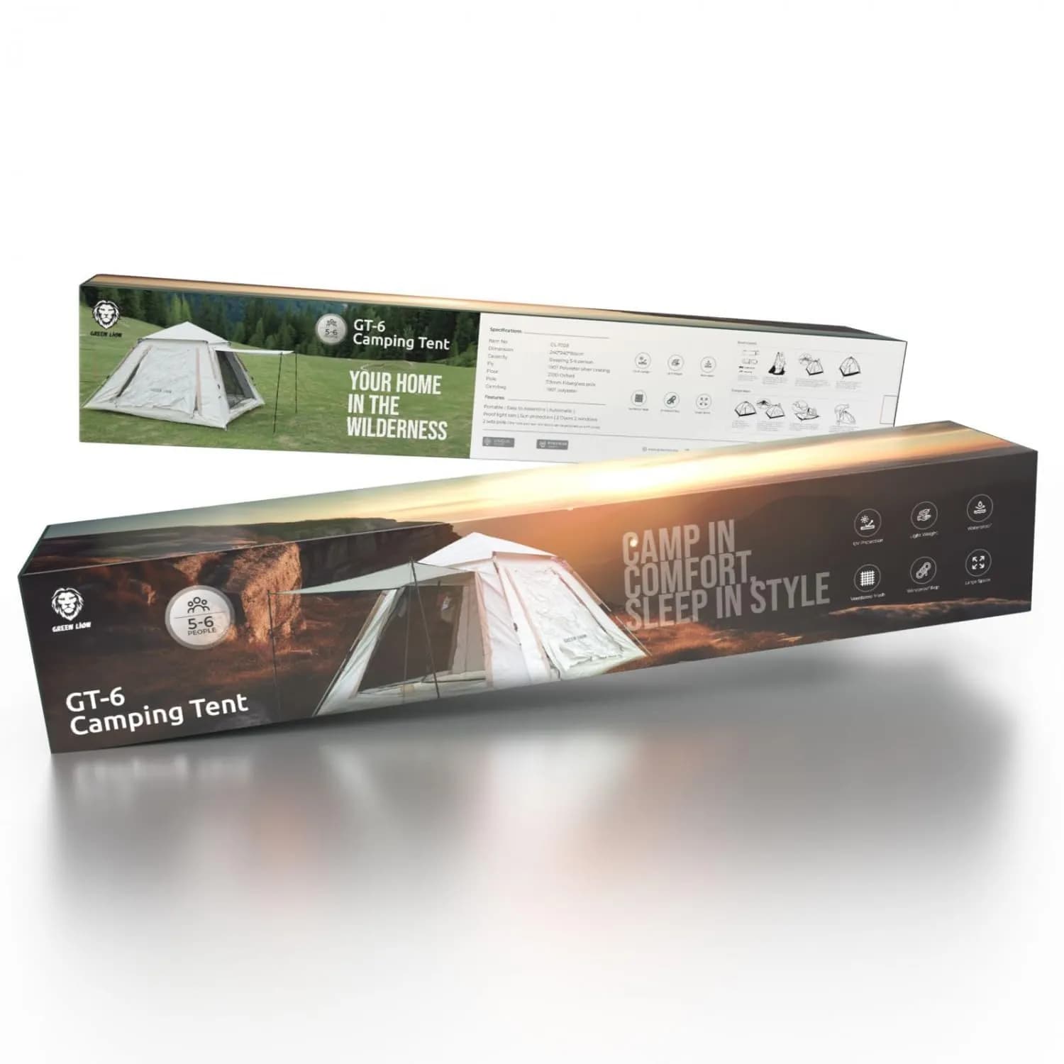 Green Lion Camping Tent GT-6   4 Person, Waterproof, Beige 4