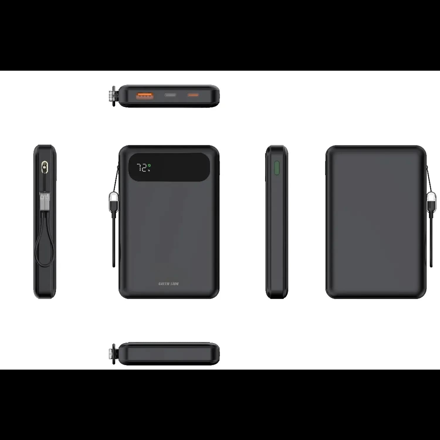 GREEN LION Power Bank TOLEDO 10000mAh 20W PD - USB-A & Dual USB-C, Black 4