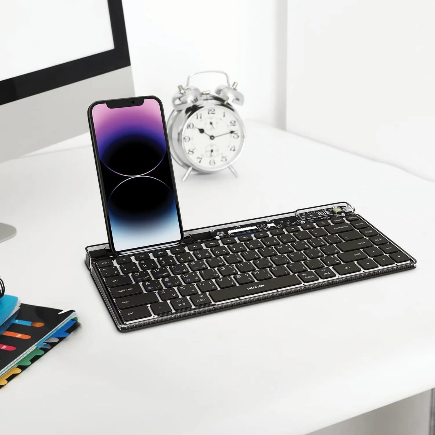 Green Lion Keyboard - Transparent, Phone Cradle, Black 2