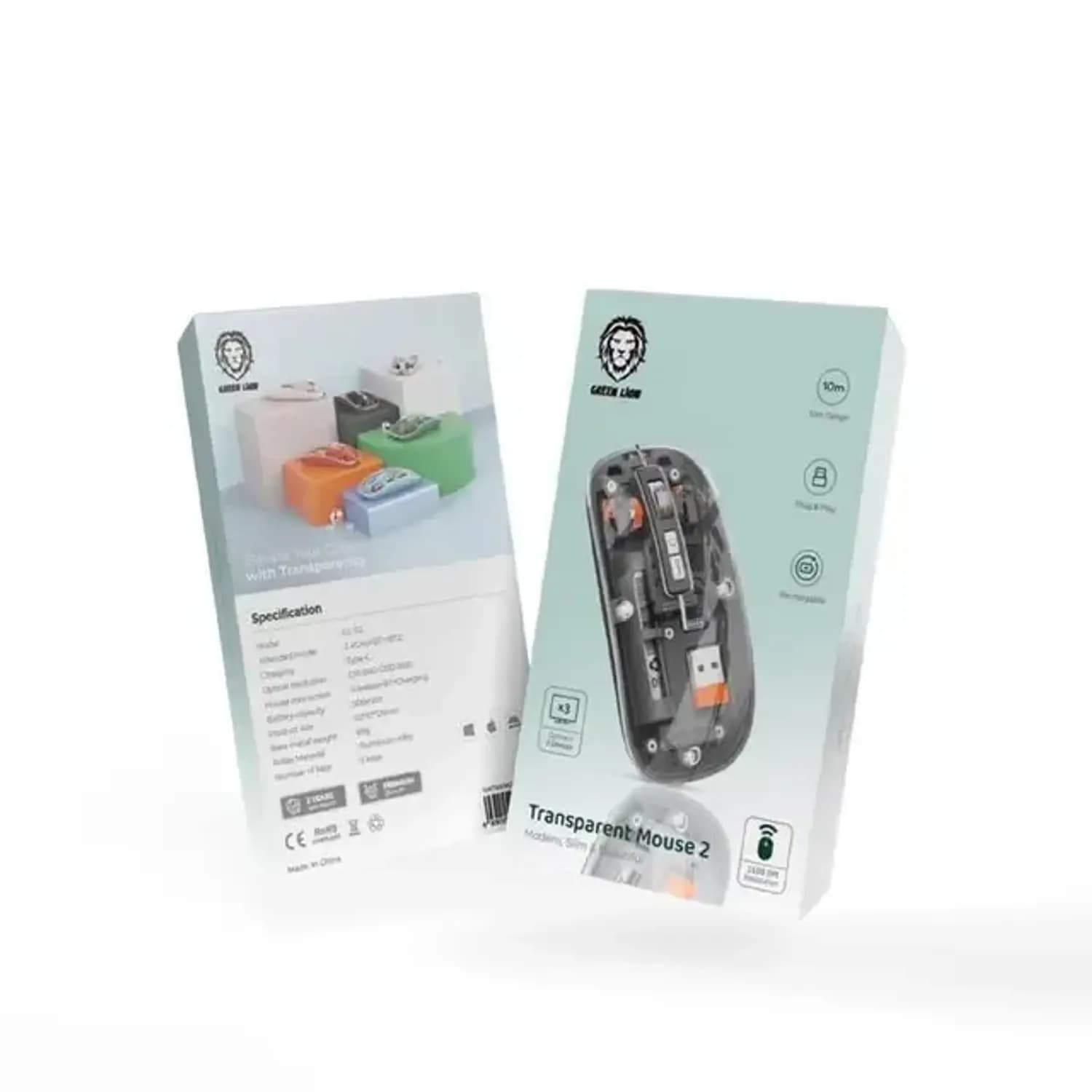 Green Lion Mouse Transparent 2 - Wireless Bluetooth, Gray 2