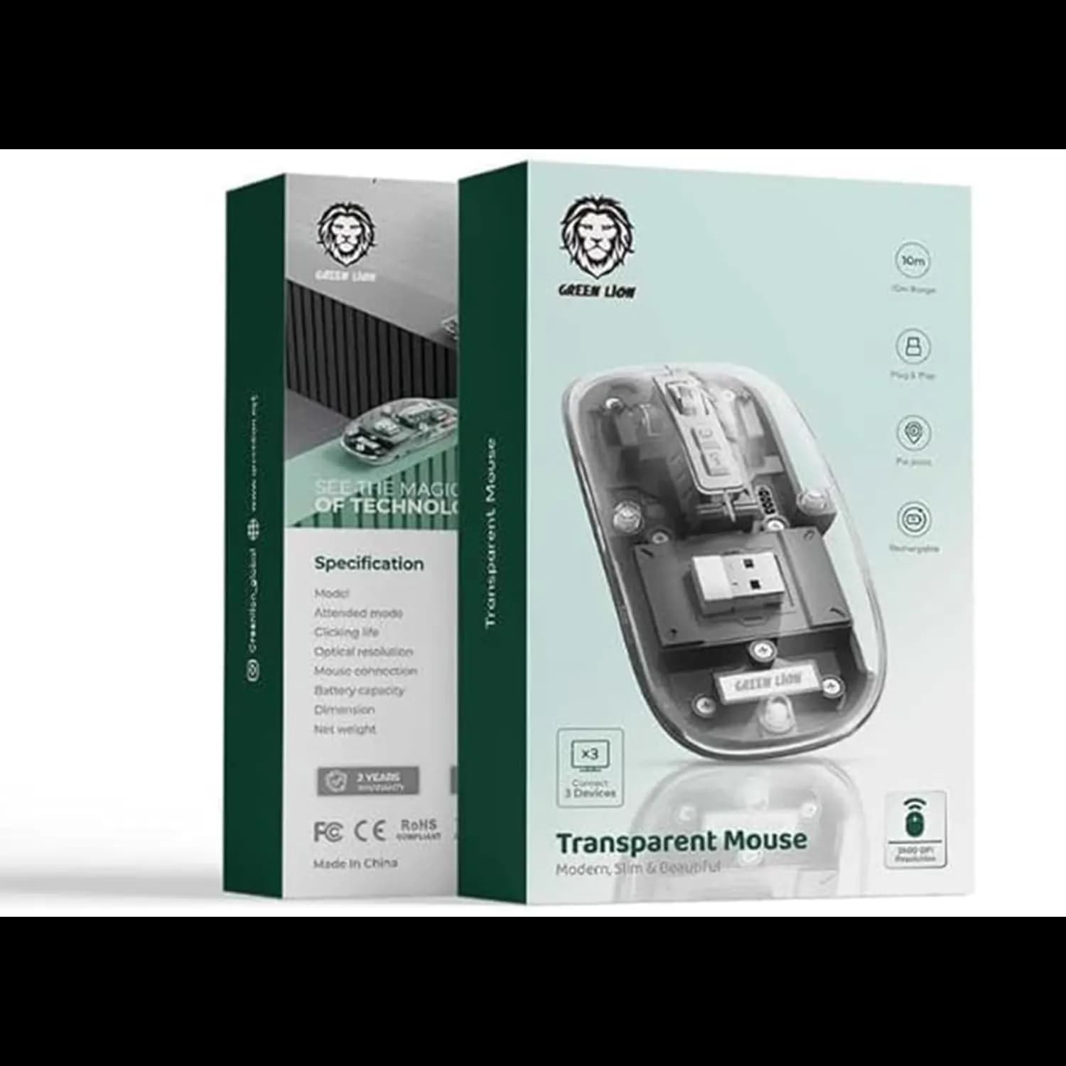 Green Lion Mouse GNTRAMOUSE - 2400DPI, Wireless Gray 5