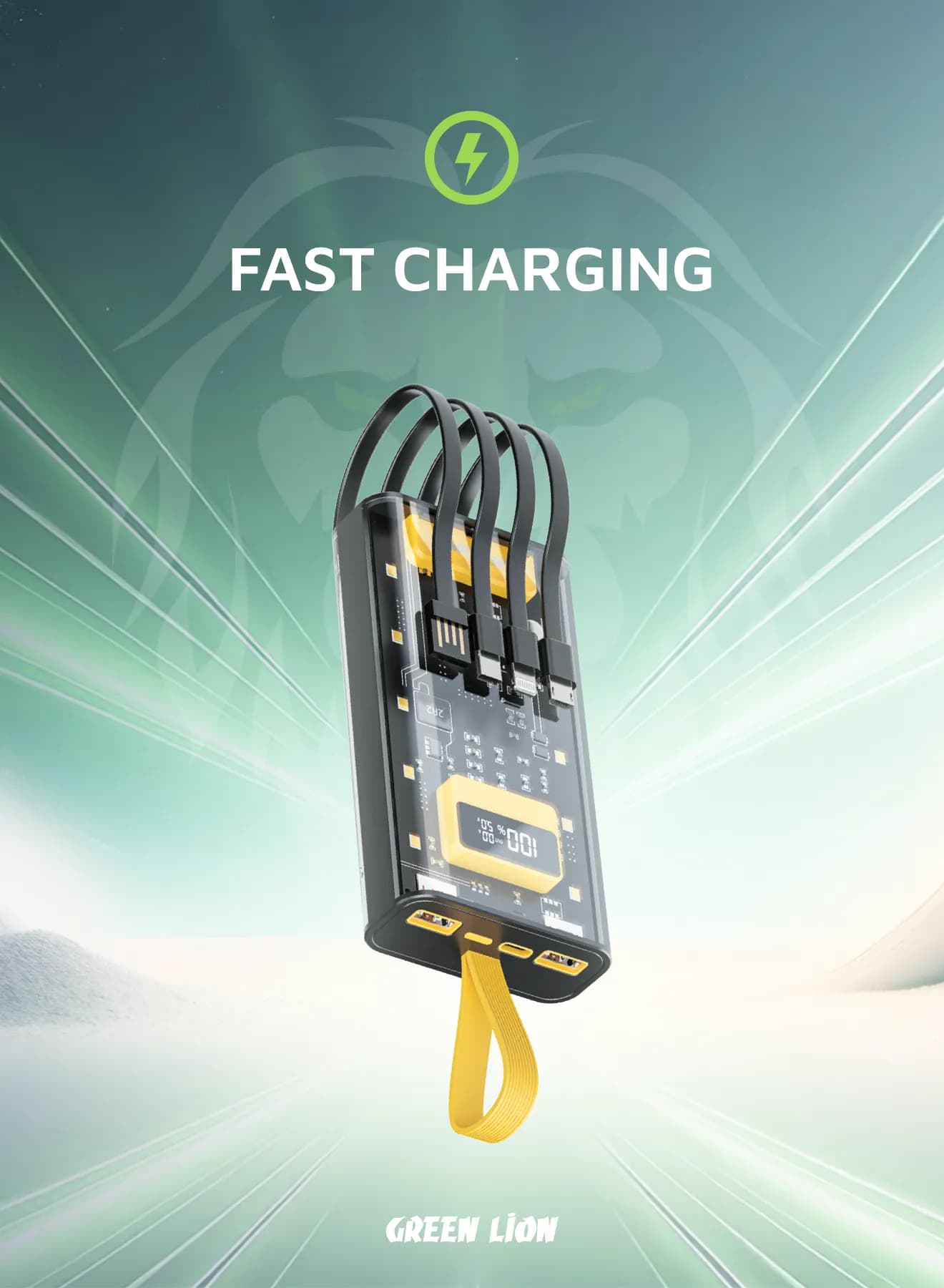 GREEN LION Power Bank GNTRAPB10KBK - 10000mAh 20W PD, Black/Yellow 3