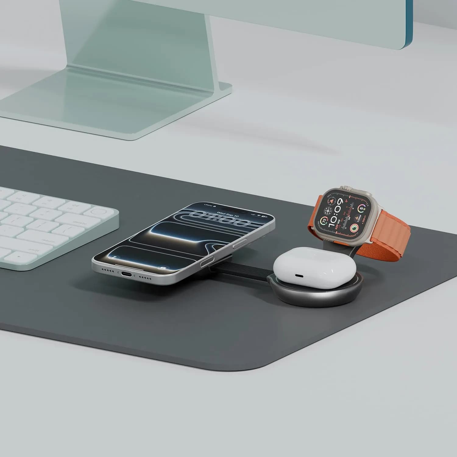 Green Lion Wireless Charger Qi2.2 - 3-in-1 Foldable 25W, Gray 3