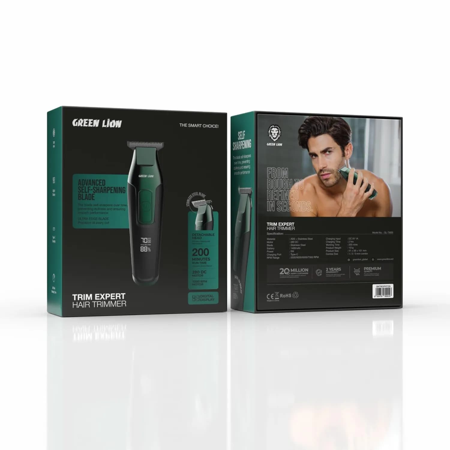 Green Lion Hair Trimmer Trim Expert - Cordless, 4 Speeds, Green 4