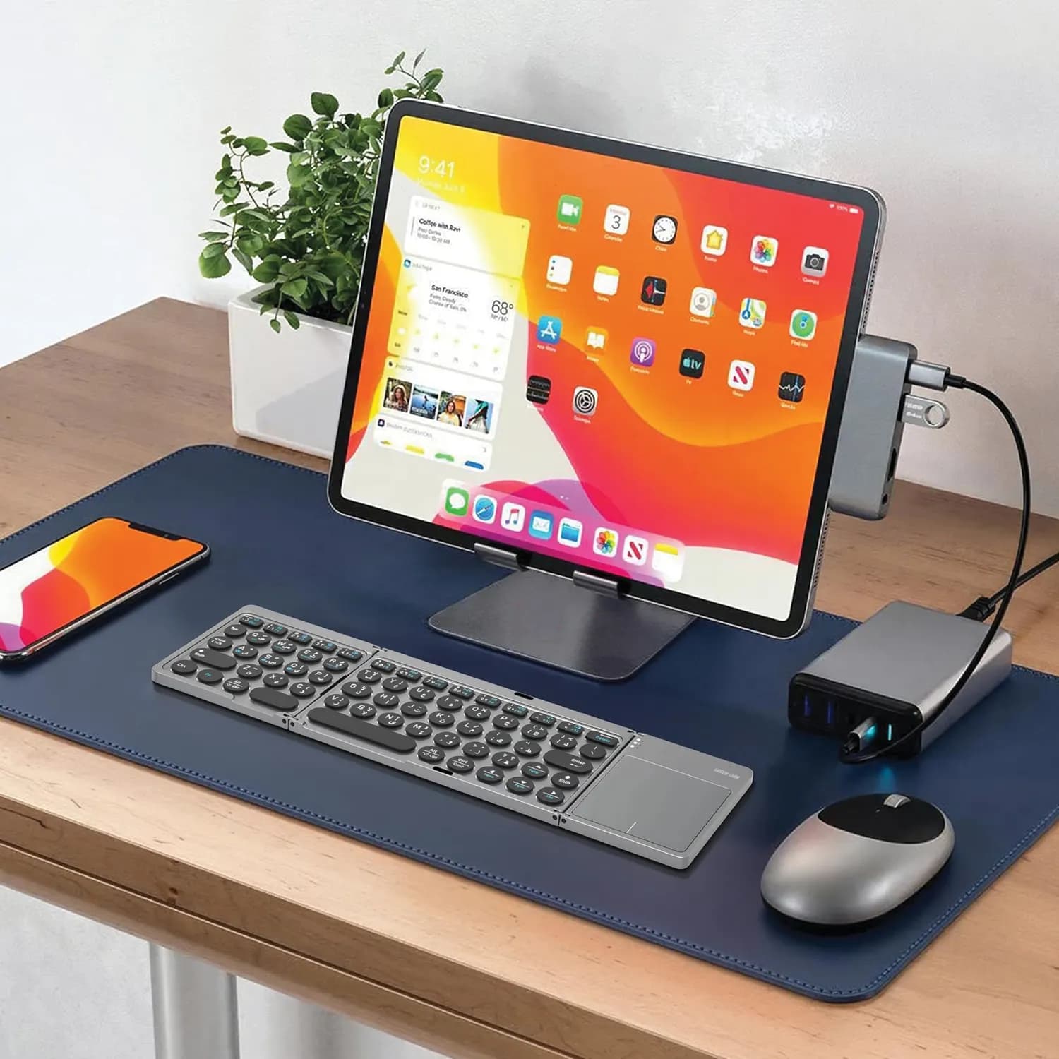 Green Lion Wireless Tri-Fold Keyboard - Arabic & English, Grey 2