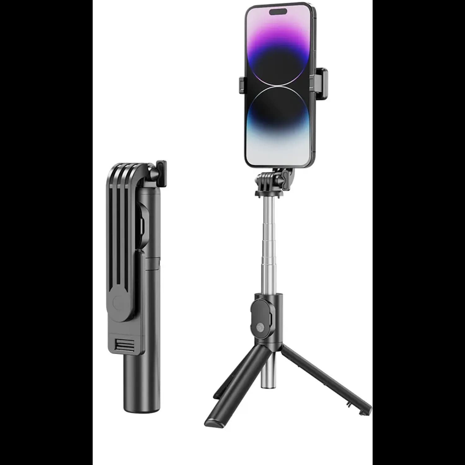 Green Lion Tripod Selfie Stick - Foldable, 360° Rotation, Black 1