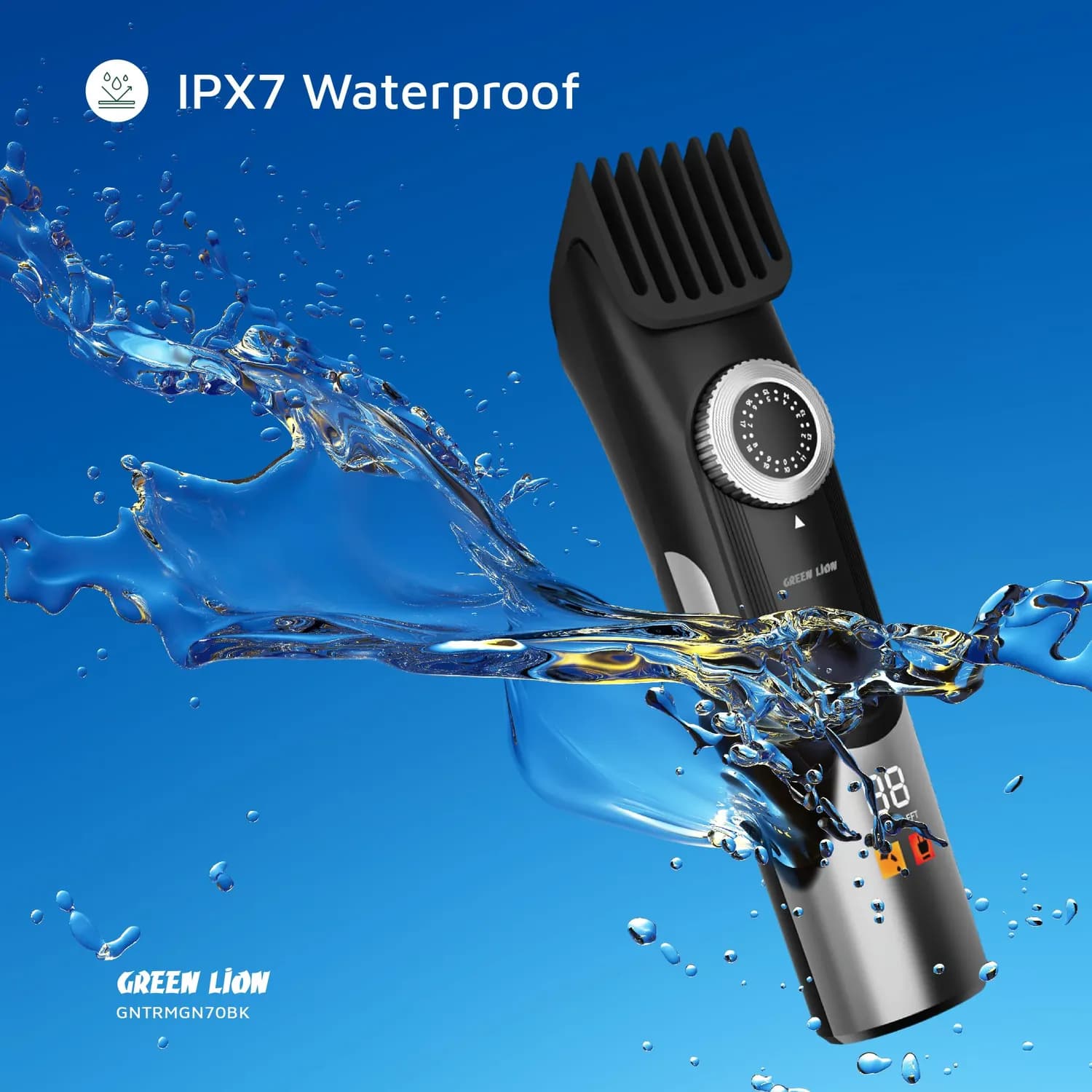 Green Lion Hair Trimmer Gen70 - Rechargeable, IPX7 Waterproof, Black 2