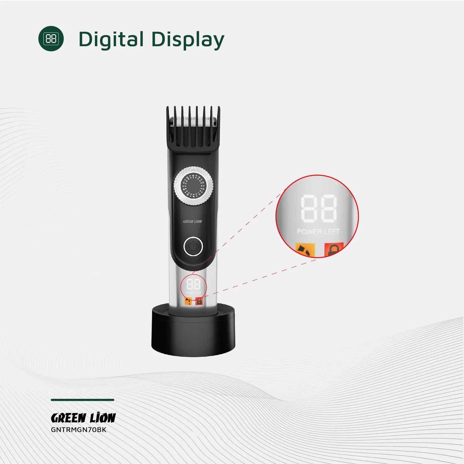 Green Lion Hair Trimmer Gen70 - Rechargeable, IPX7 Waterproof, Black 5