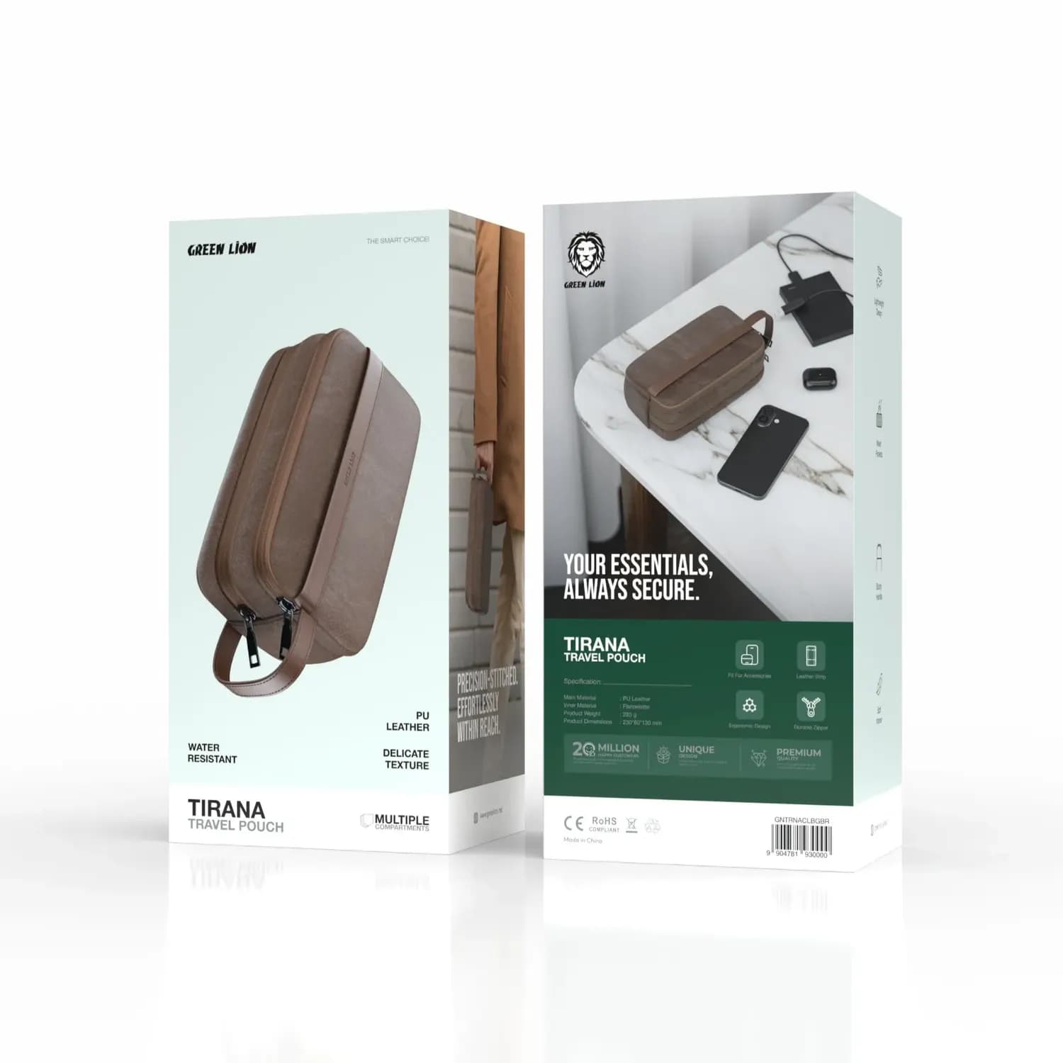 Green Lion Travel Pouch Tirana - Brown — Grey 5