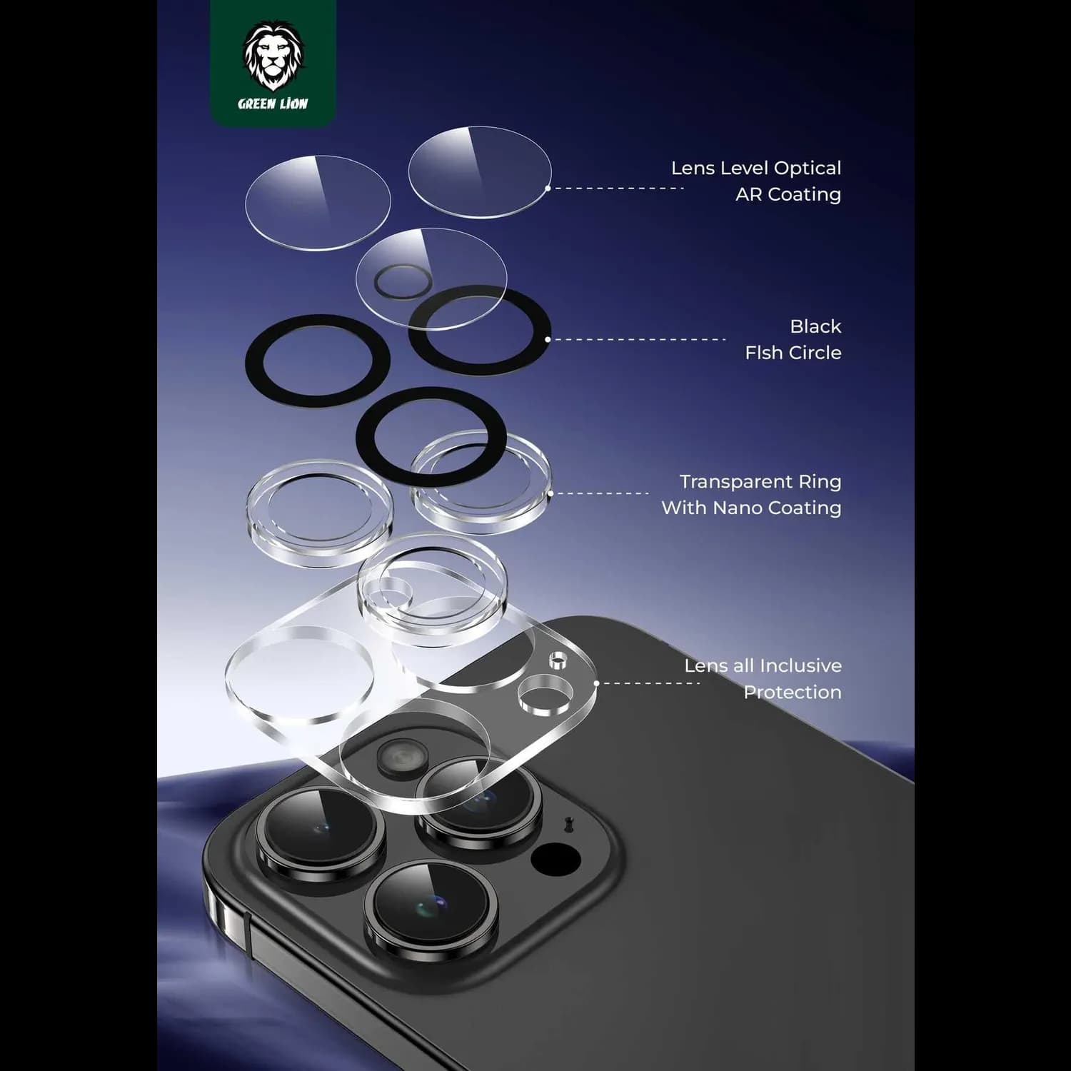 Green Lion Lens Protector Trio - Transparent for iPhone 15 Pro/15 Pro Max 5
