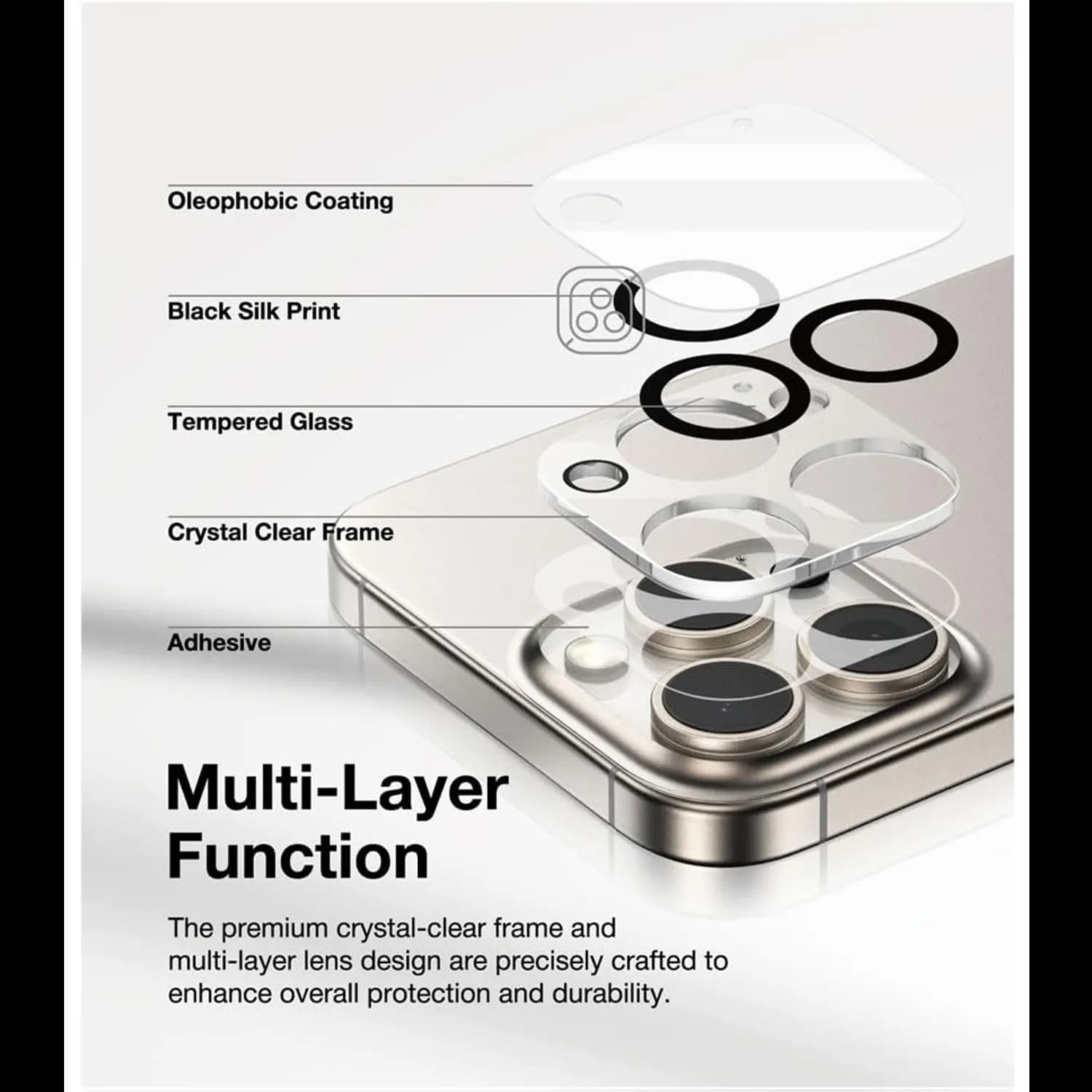 Green Lion Lens Protector iPhone 16 Pro/16 Pro Max - 9H Glass, Clear 2