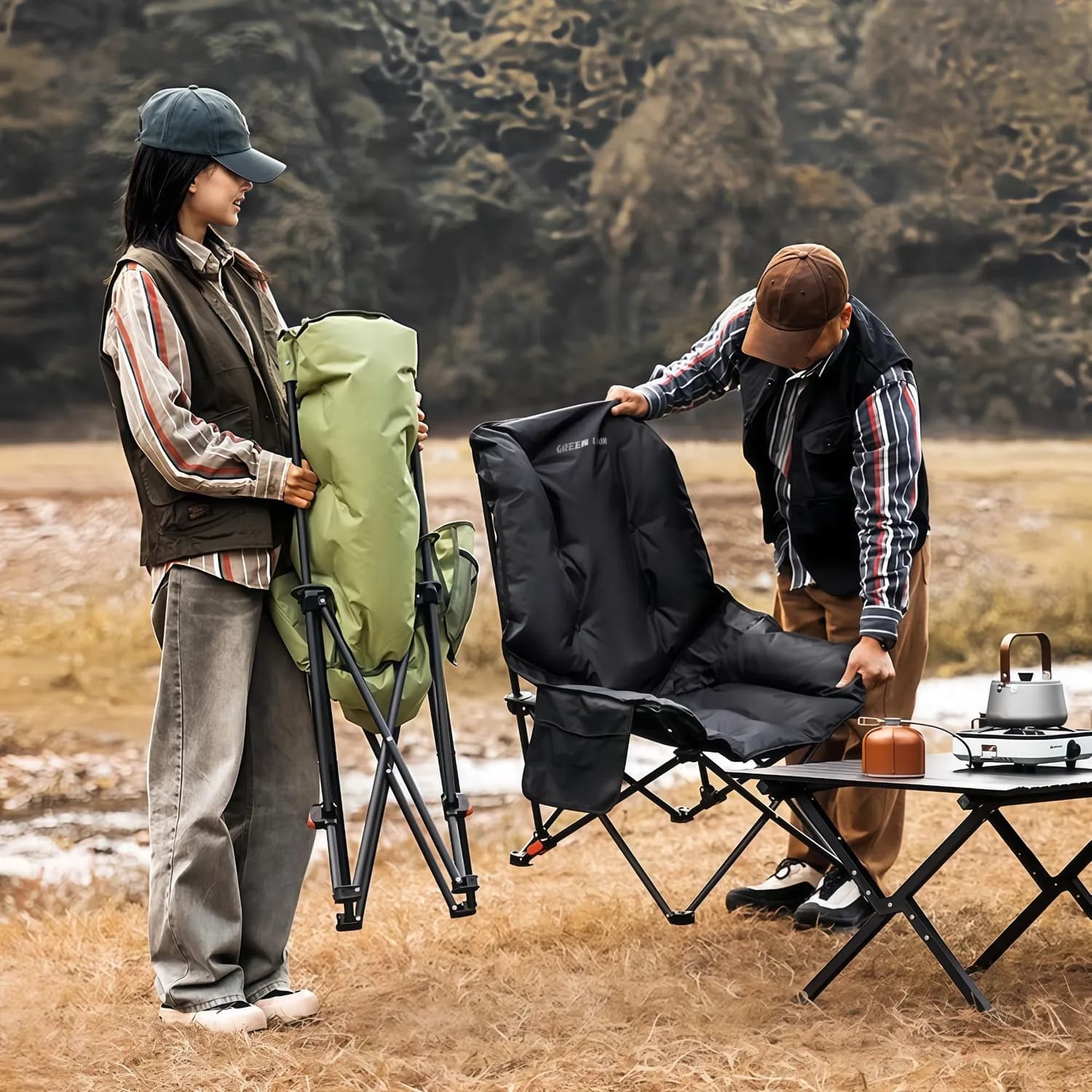 Green Lion Camping Chair - Portable, Lightweight, Black Travix 2