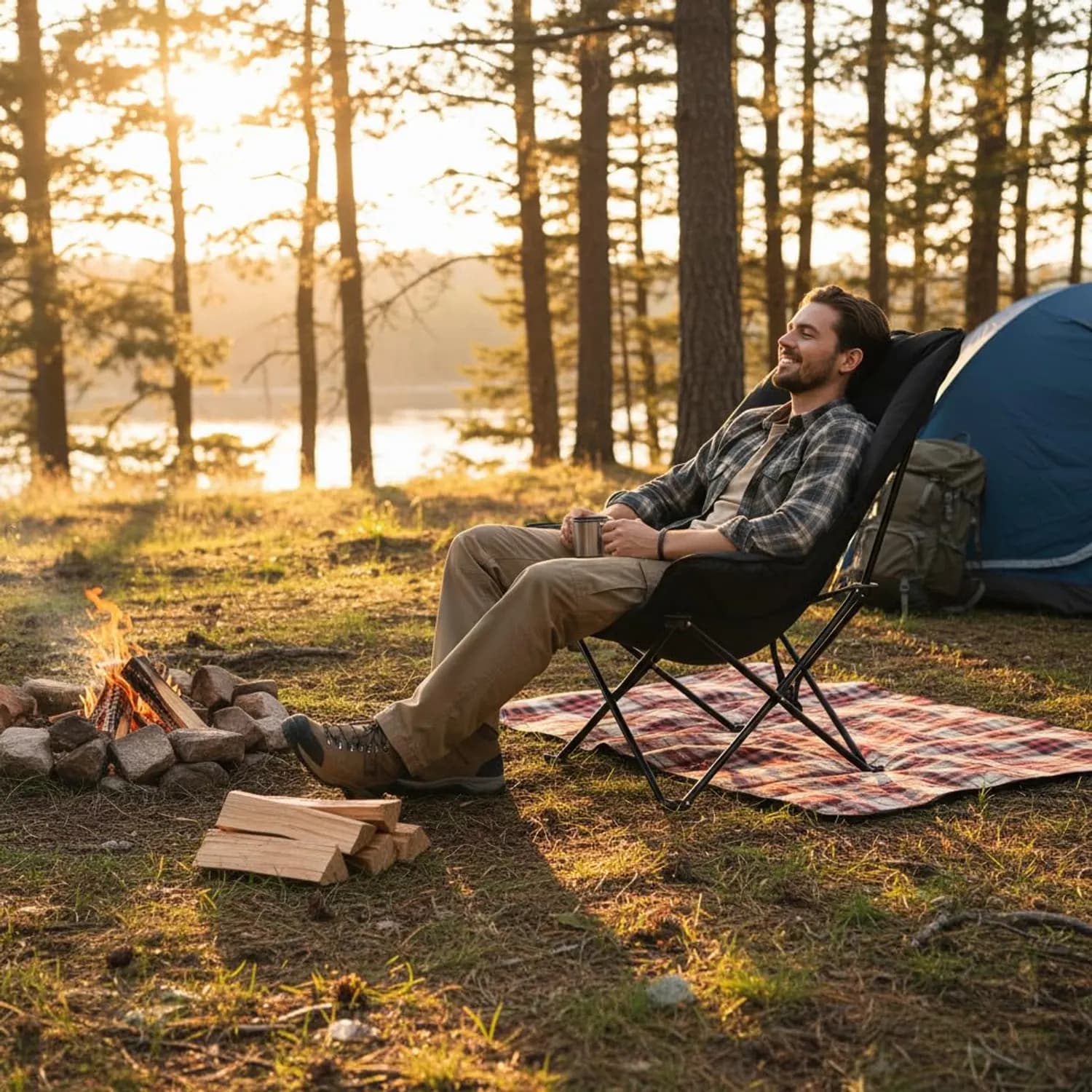 Green Lion Camping Chair - Portable, Lightweight, Black Travix 3