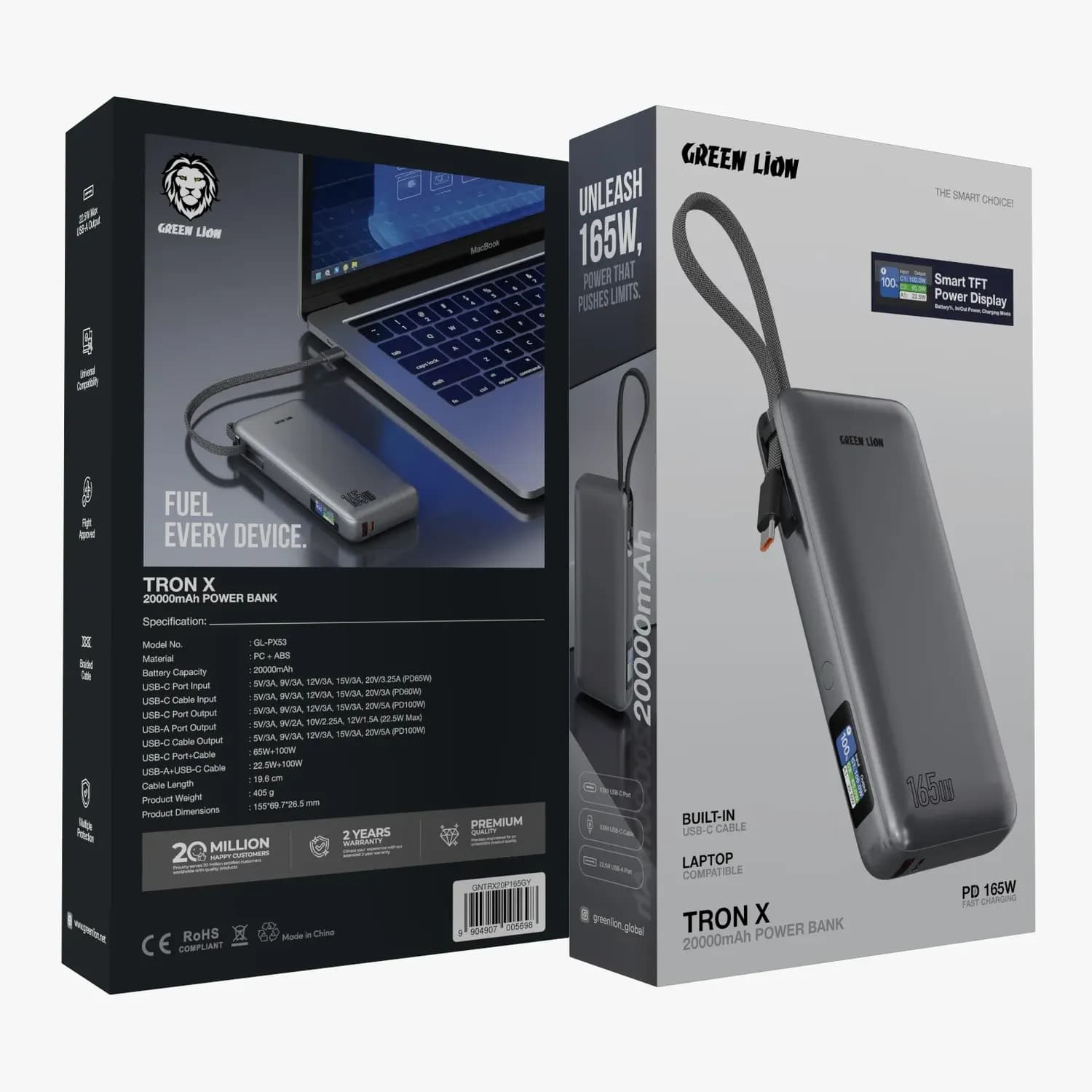 Tron X Power Bank - 20000mAh 165W PD, Grey 4