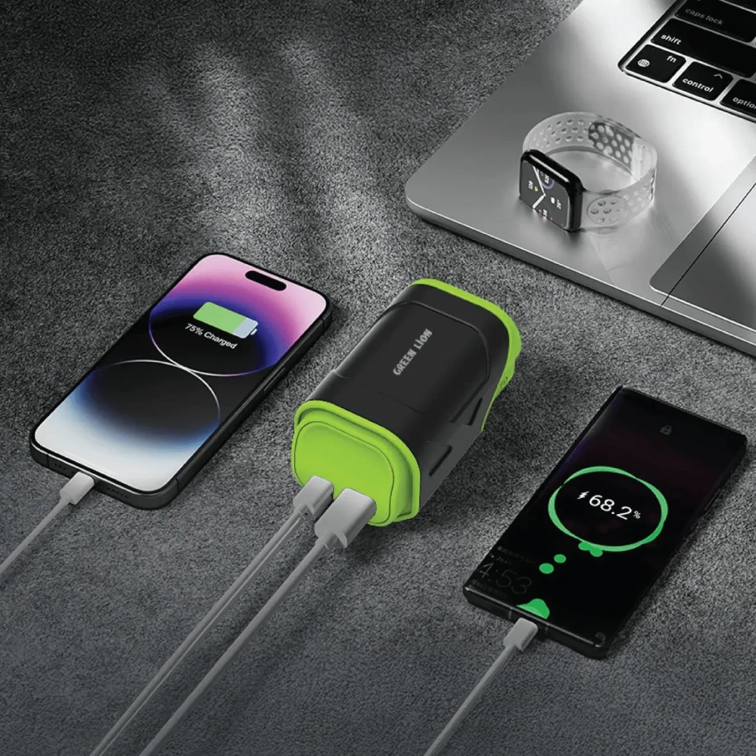 GREEN LION Power Bank - 10000mAh, Foldable Plug, Olive Green — Olive Green 2