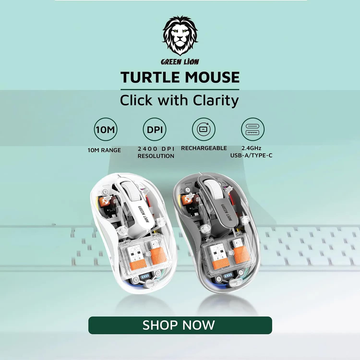 Green Lion Wireless Bluetooth Mouse - Tri-Mode, Gray 3