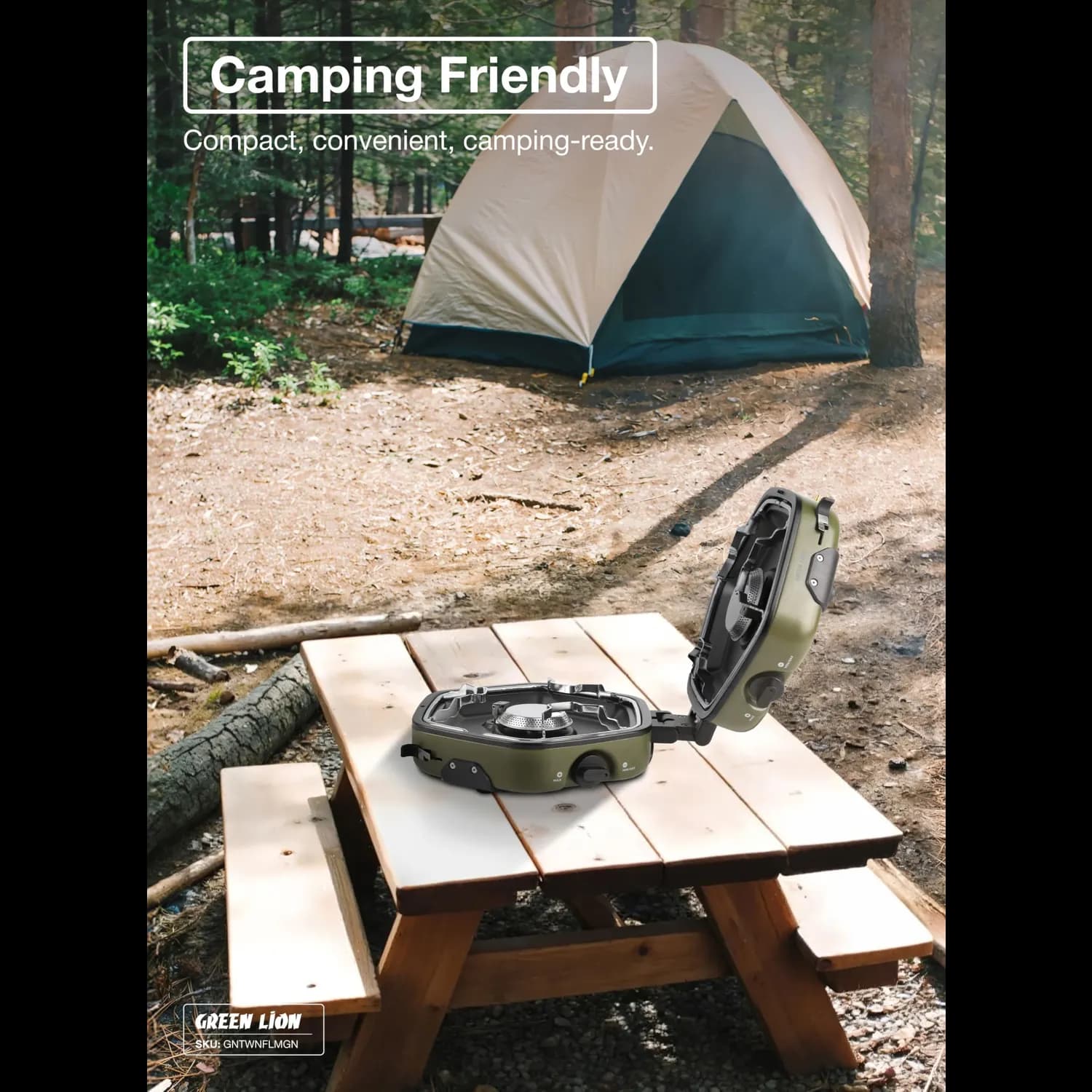Green Lion Portable Camping Stove - Twin Flame, Green 2