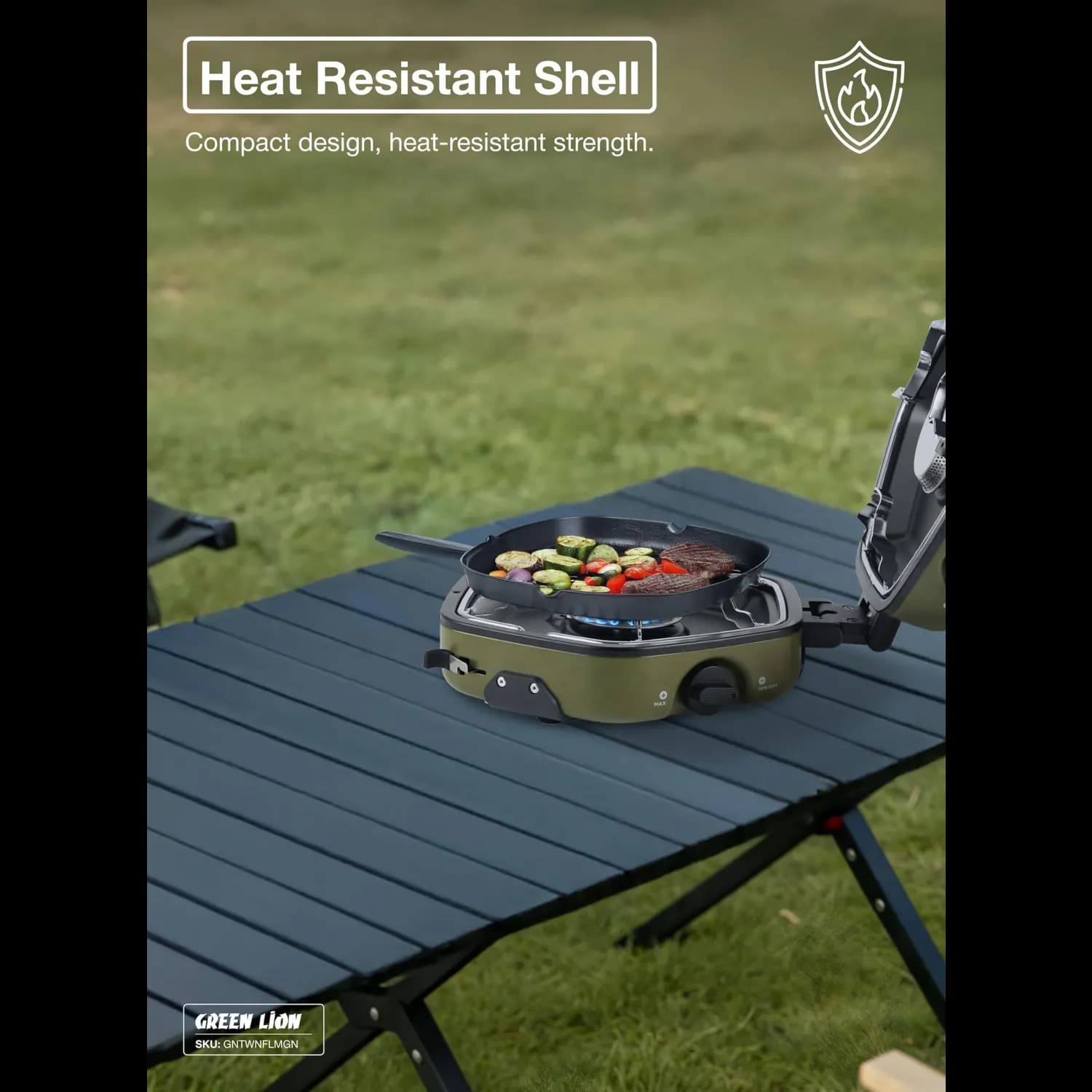 Green Lion Portable Camping Stove - Twin Flame, Green 3