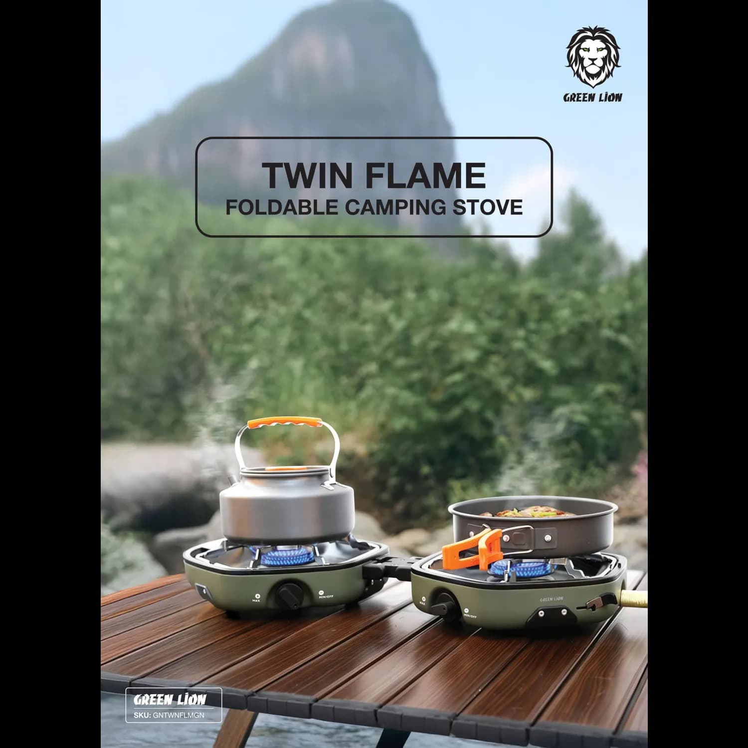 Green Lion Portable Camping Stove - Twin Flame, Green 4