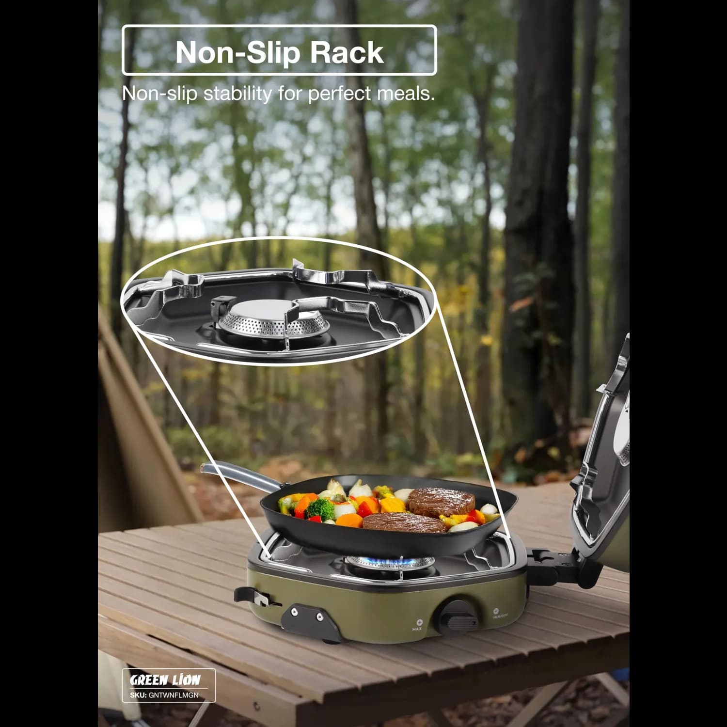 Green Lion Portable Camping Stove - Twin Flame, Green 5