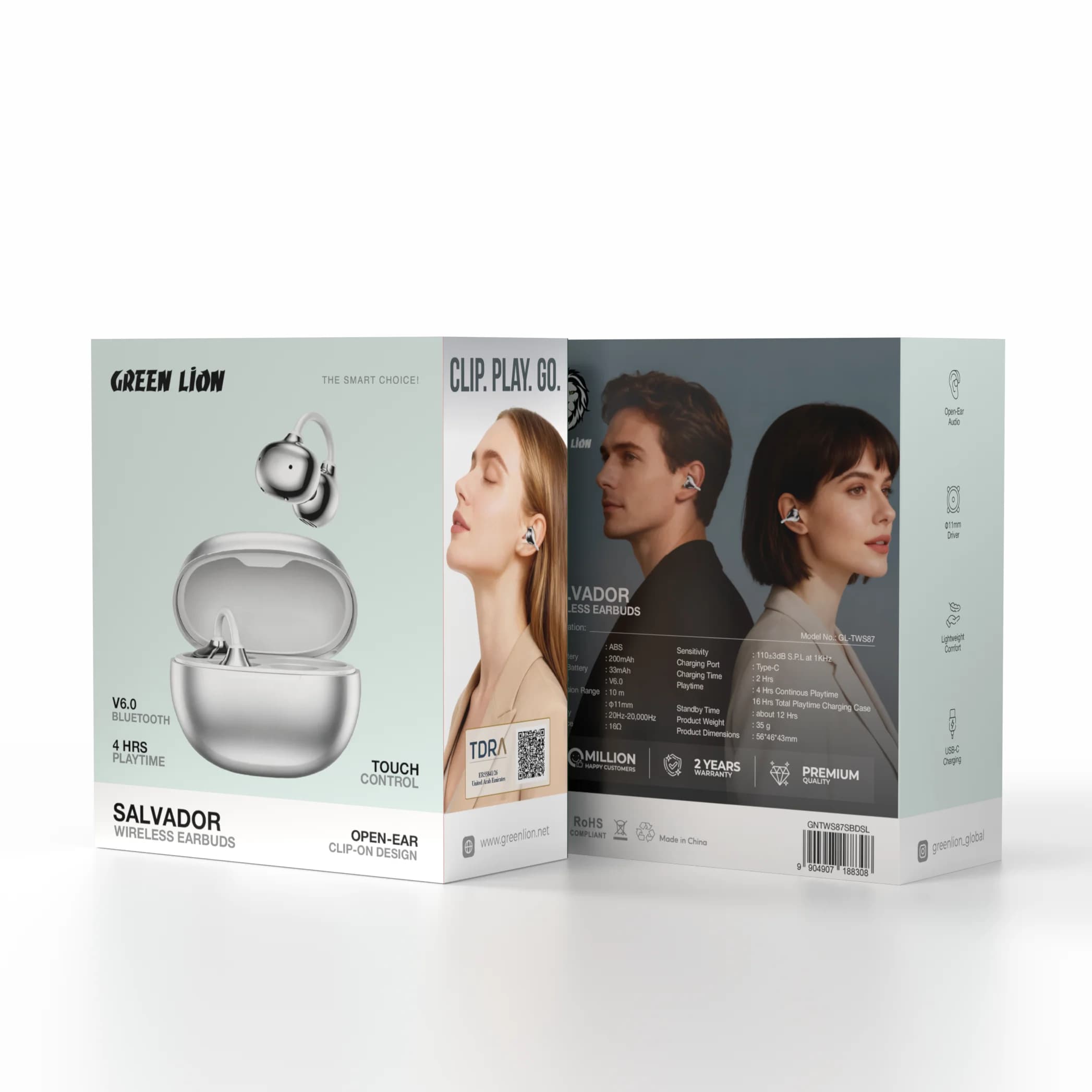 Green Lion Wireless Earbuds SALVADOR GNTWS87SBDSL - Silver 1 Green Lion Wireless Earbuds SALVADOR GNTWS87SBDSL - Silver 1