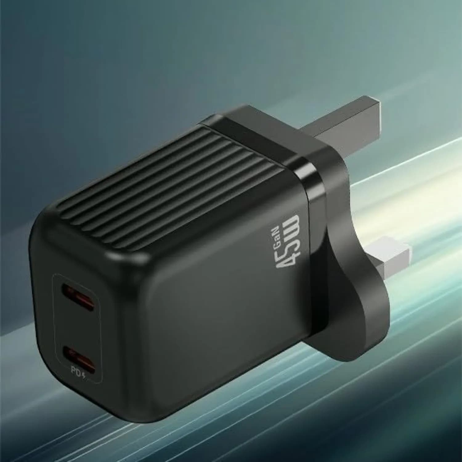 Green Lion Wall Charger - Dual 45W PD GaN, Black 4