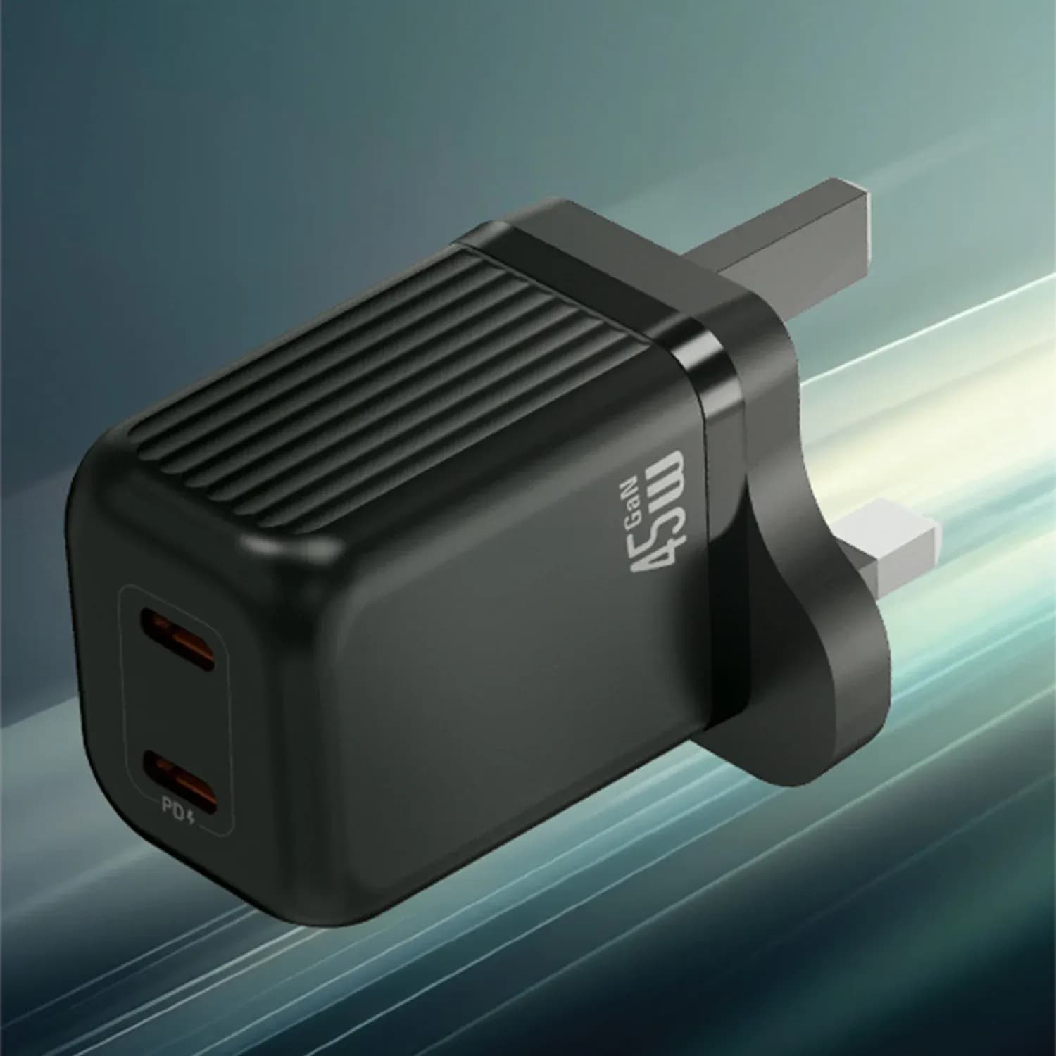 Green Lion GaN Wall Charger - Dual PD 45W, Black 3