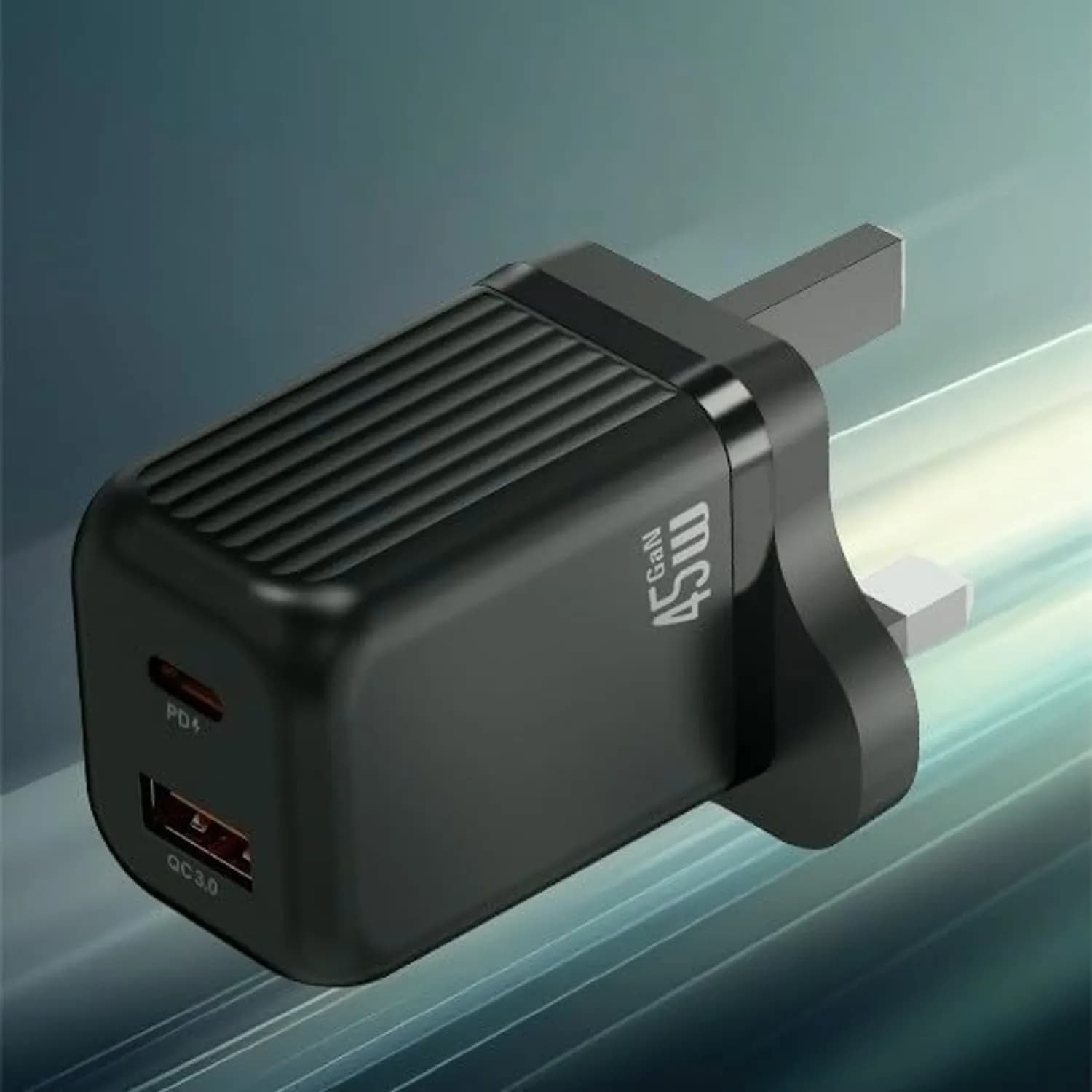 Green Lion GaN Charger - 45W PD, USB-C & USB-A, Black 4