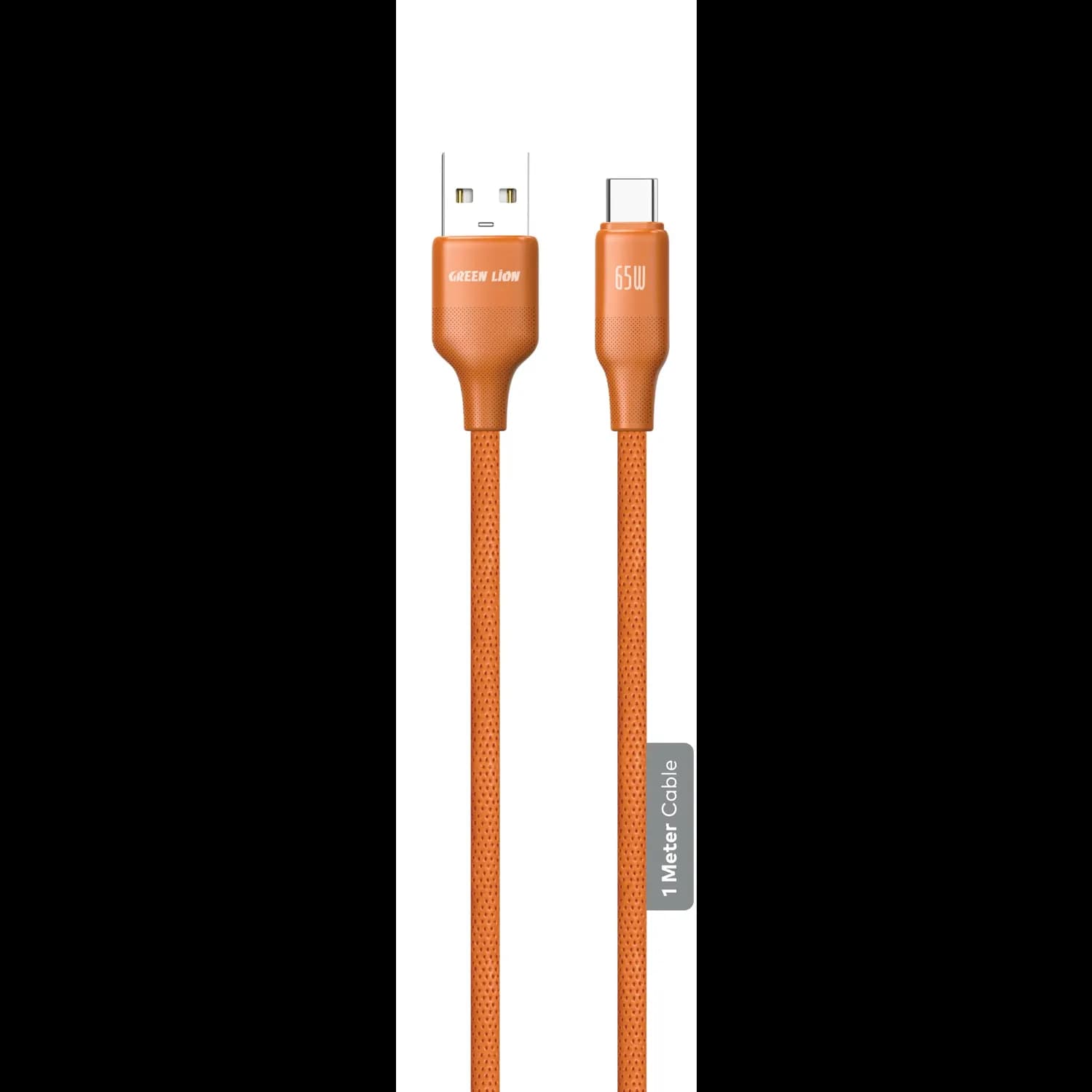 Green Lion USB-A to USB-C Cable - 65W Fast Charging, Orange 1