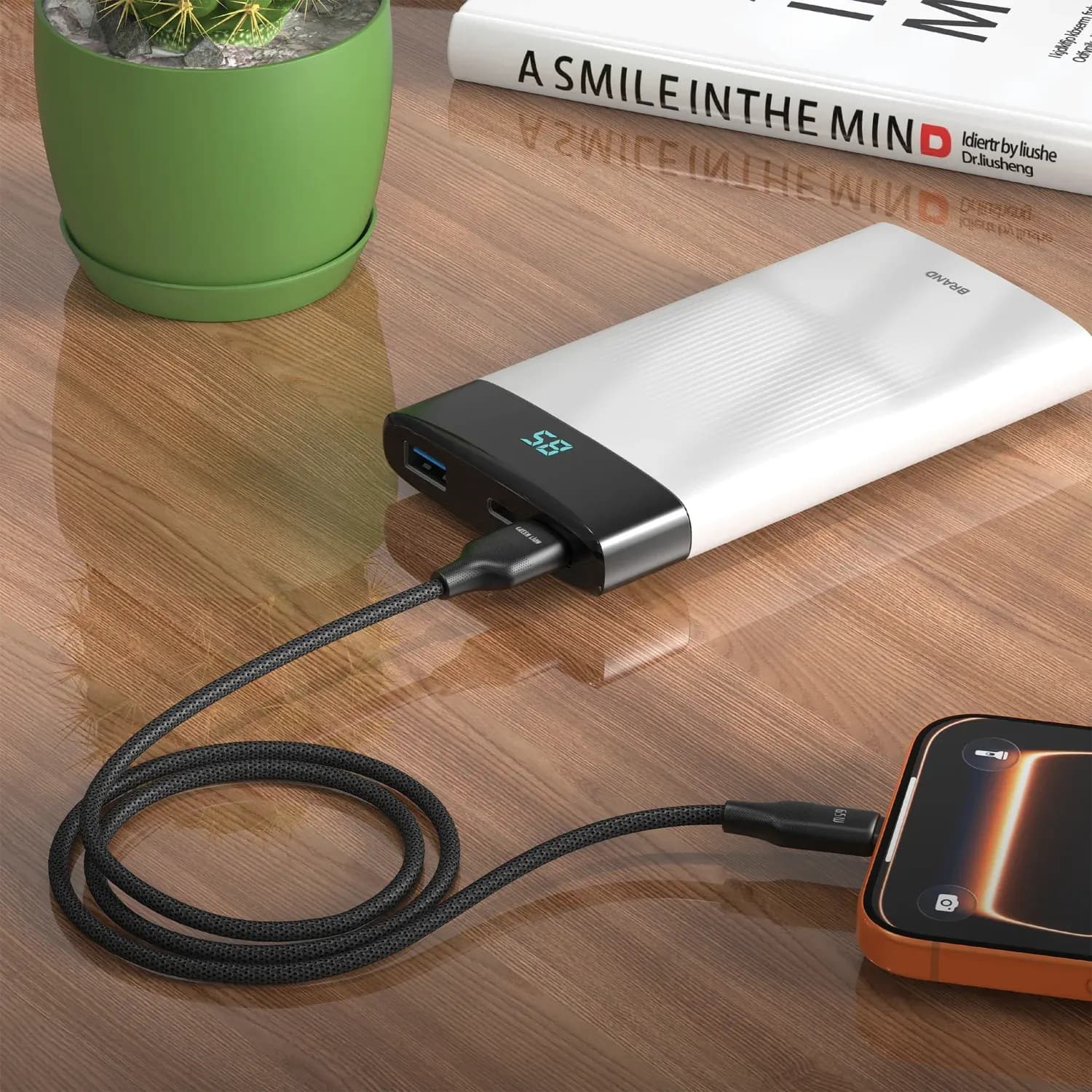 Green Lion USB-A to Lightning Cable - 1m, Black, 12W 2