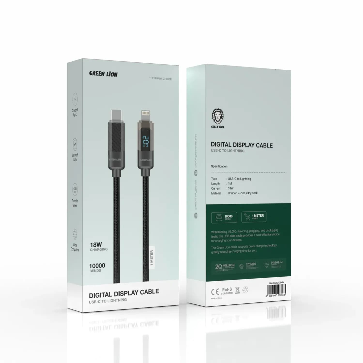 Green Lion USB-C to Lightning Cable - 18W, 1M, Black 2