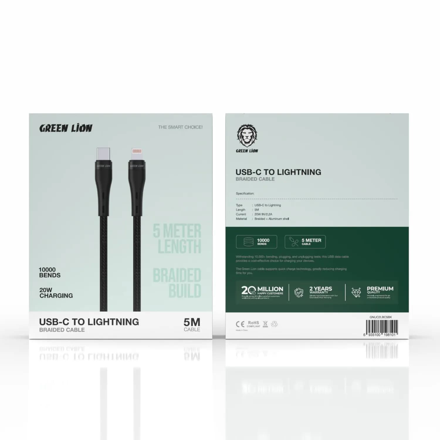 Green Lion USB-C Cable - 240W Fast Charging, Orange 2
