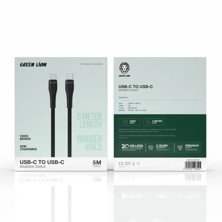 Green Lion USB-C Cable - 5M, 60W Fast Charge, Black 2