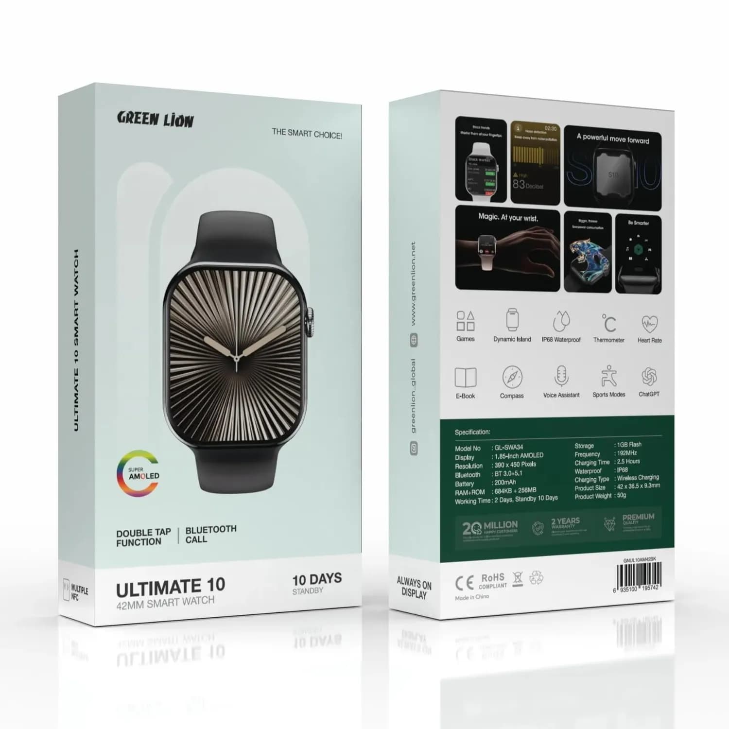 Green Lion Smart Watch Ultimate 10 - 42MM, Black — Silver 3