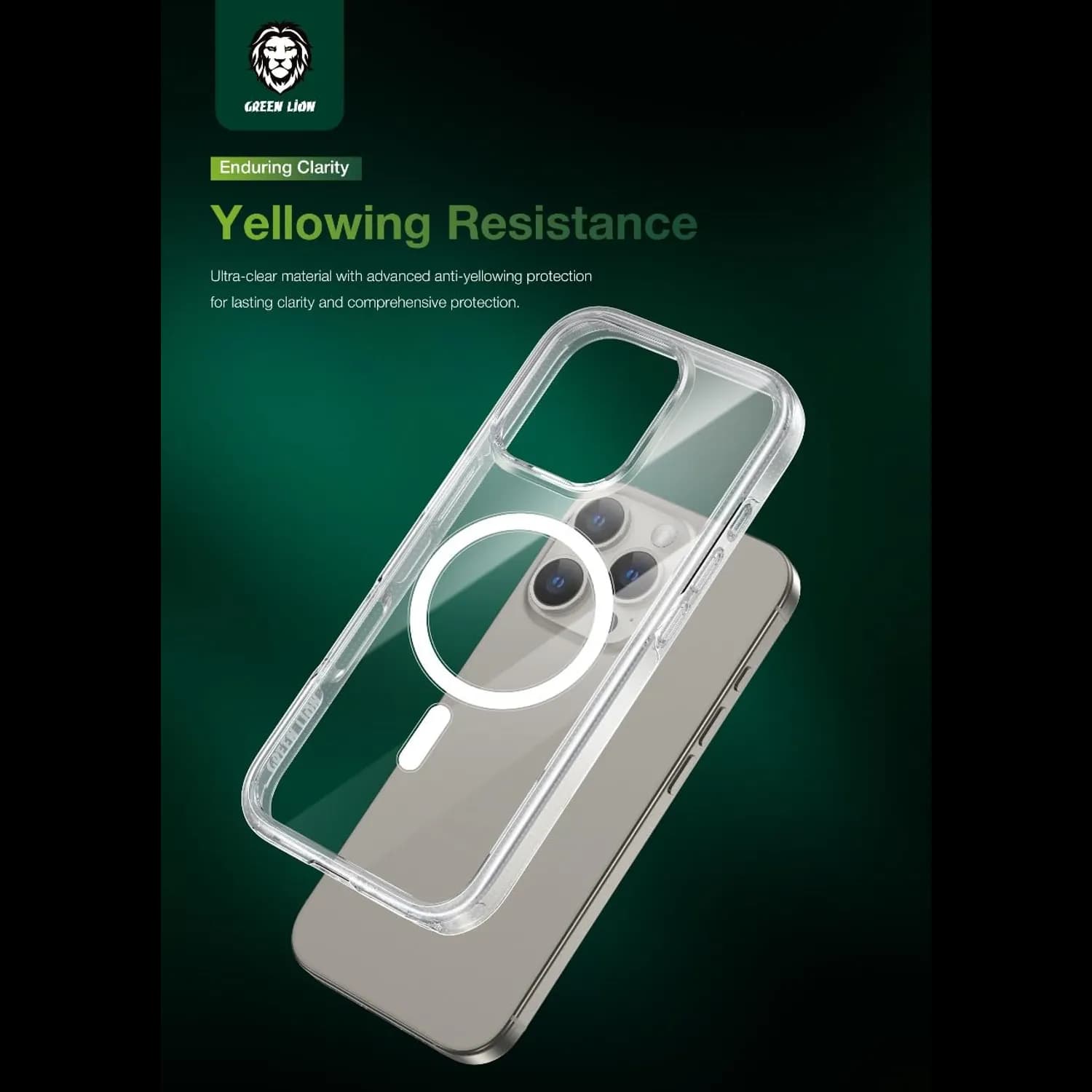 Green Lion Case - Ultra Clear, MagSafe Compatible, iPhone 16 Pro Max 3