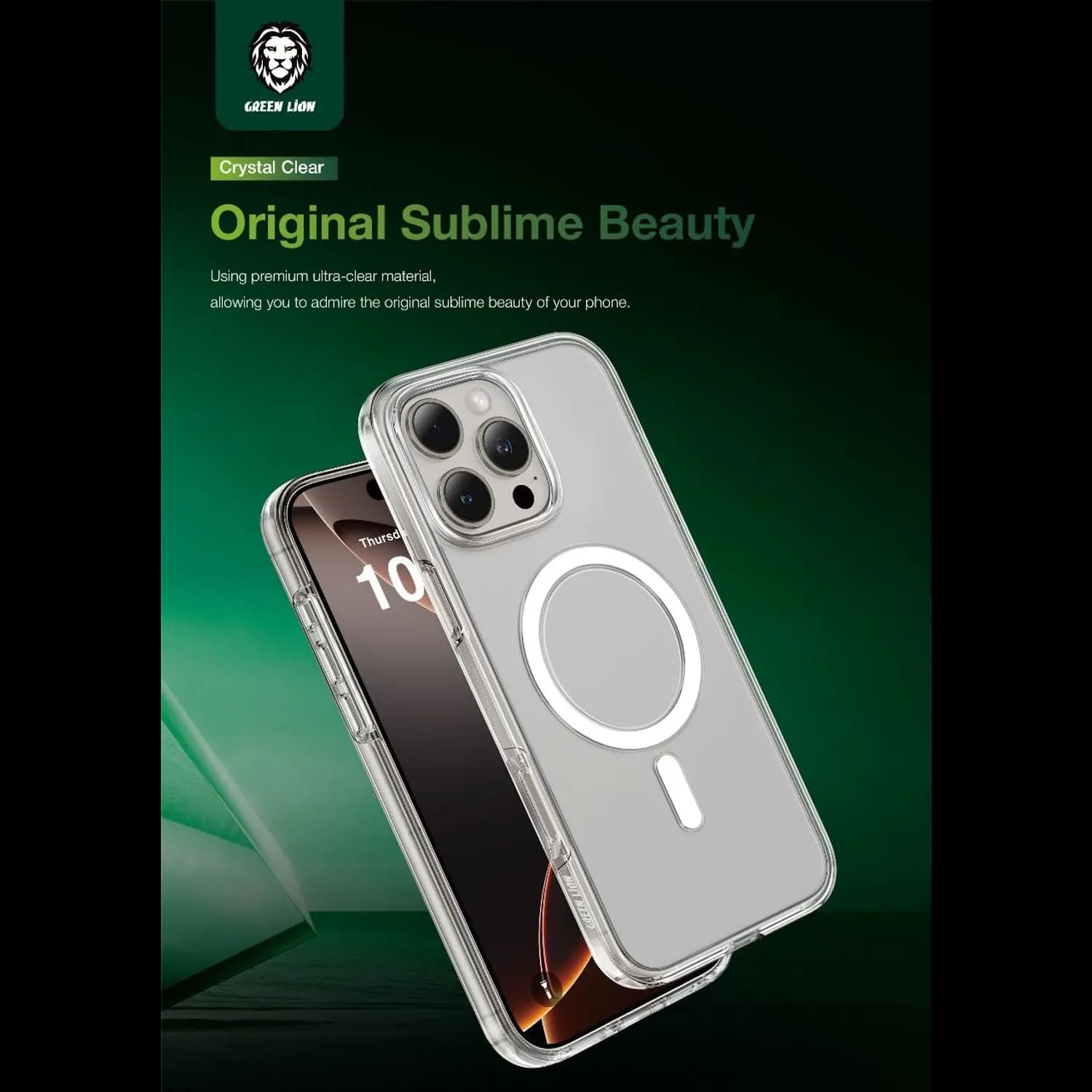 Green Lion Case - Ultra Clear, MagSafe Compatible, iPhone 16 Pro Max 4