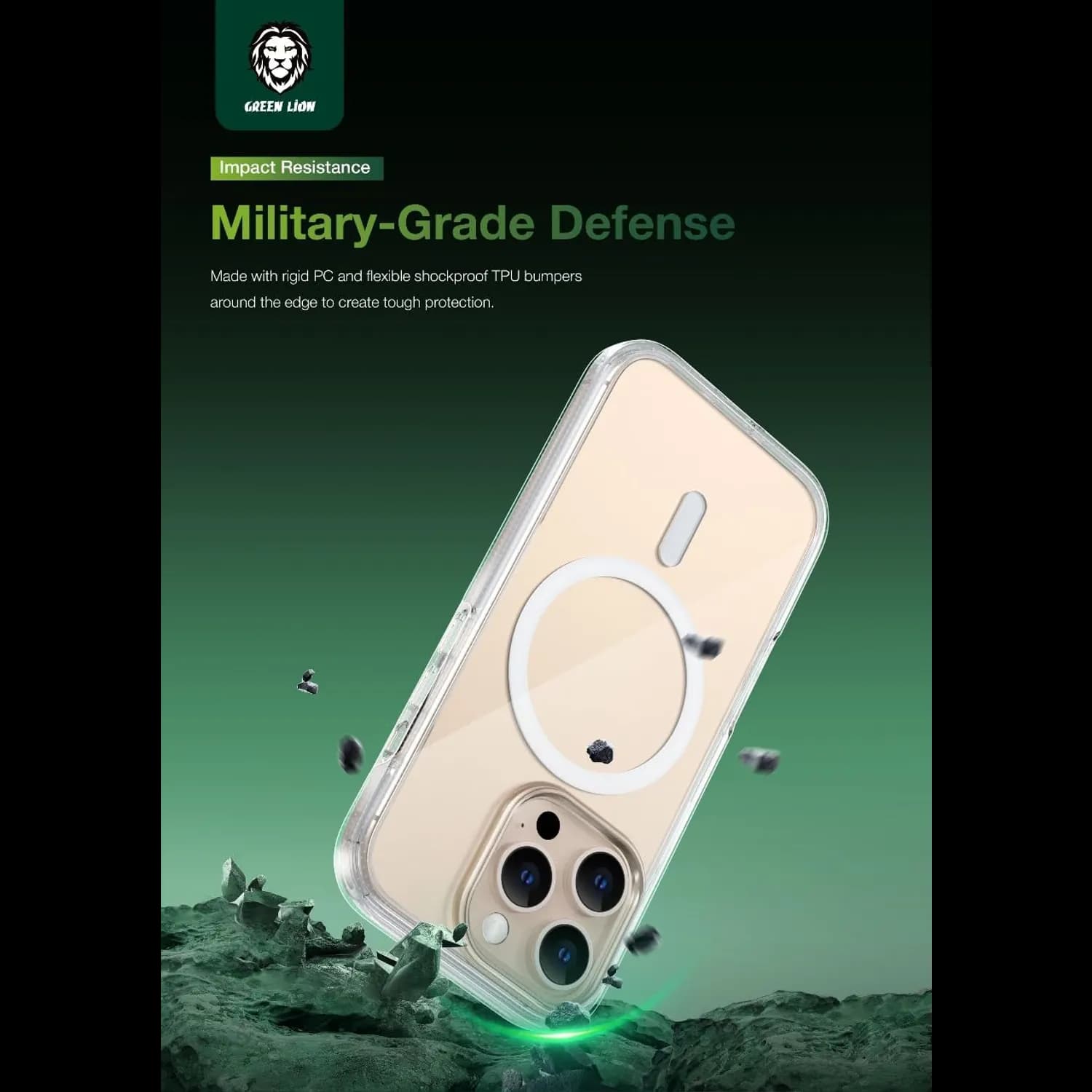 Green Lion Case - Ultra Clear, MagSafe Compatible, iPhone 16 Pro Max 5