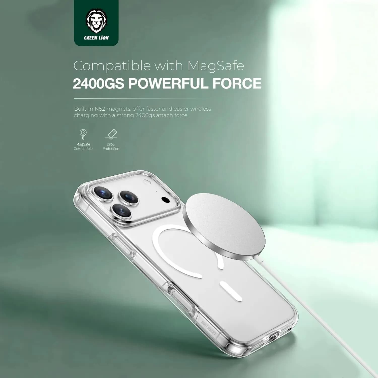 Green Lion iPhone 17 Pro Case - Ultra Clear, Anti-Yellow 4