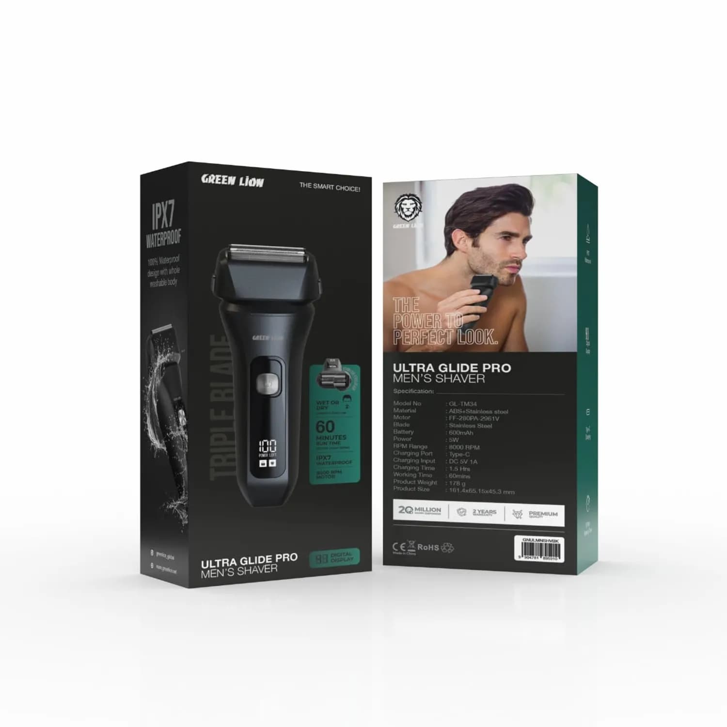Green Lion Men's Shaver Ultra Glide Pro - IPX7 Waterproof, Black 4