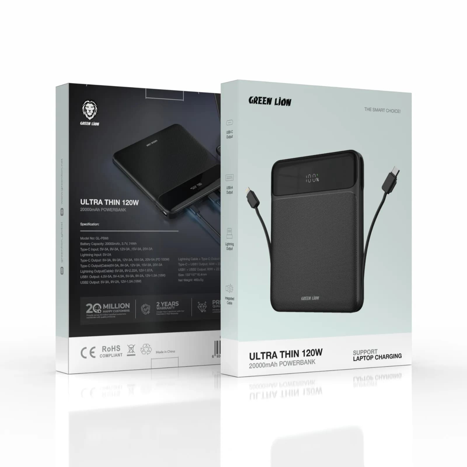 Green Lion Ultra Thin 120W 20000mAh Power Bank - Black 1 Green Lion Ultra Thin 120W 20000mAh Power Bank - Black 1