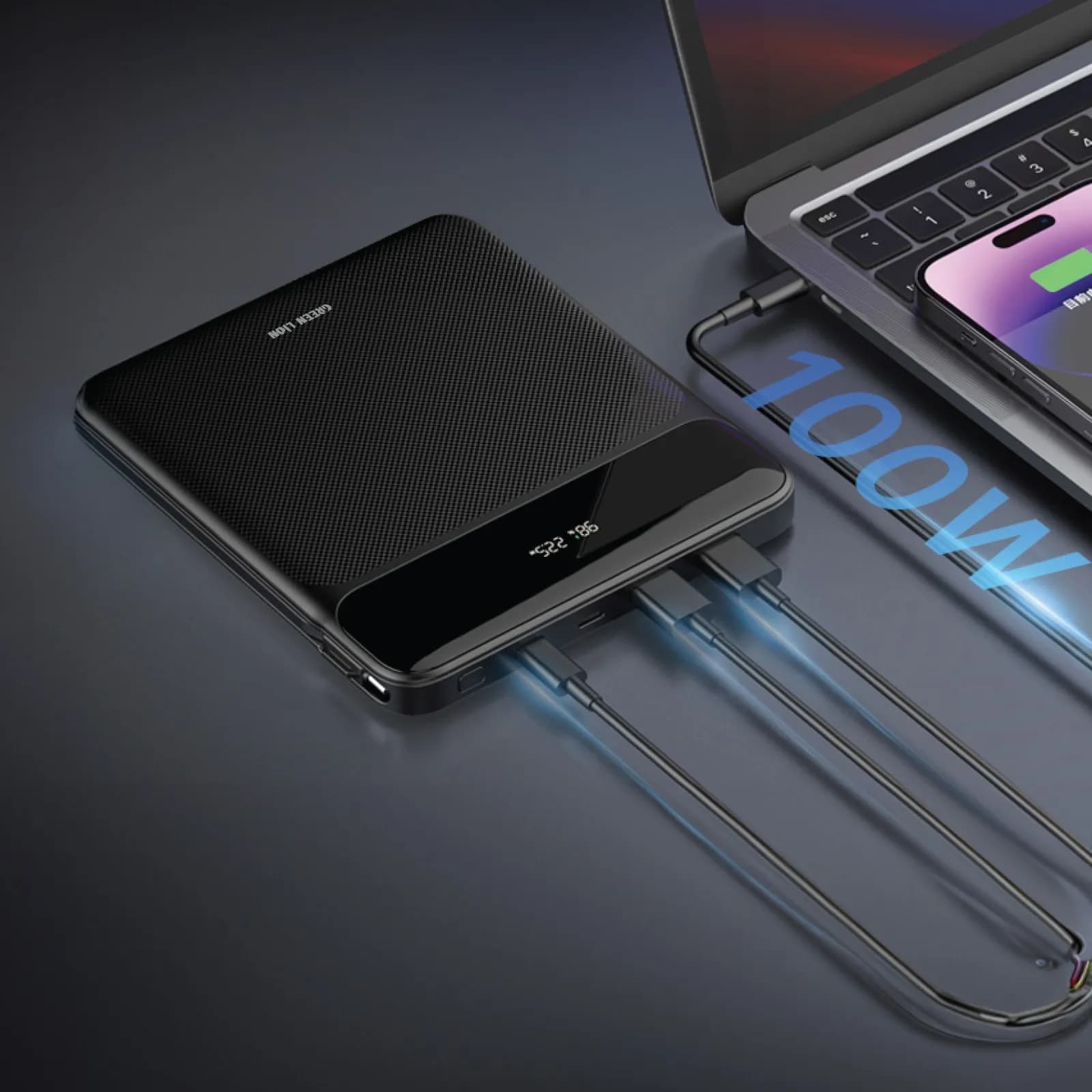 Green Lion Ultra Thin 120W 20000mAh Power Bank - Black 2